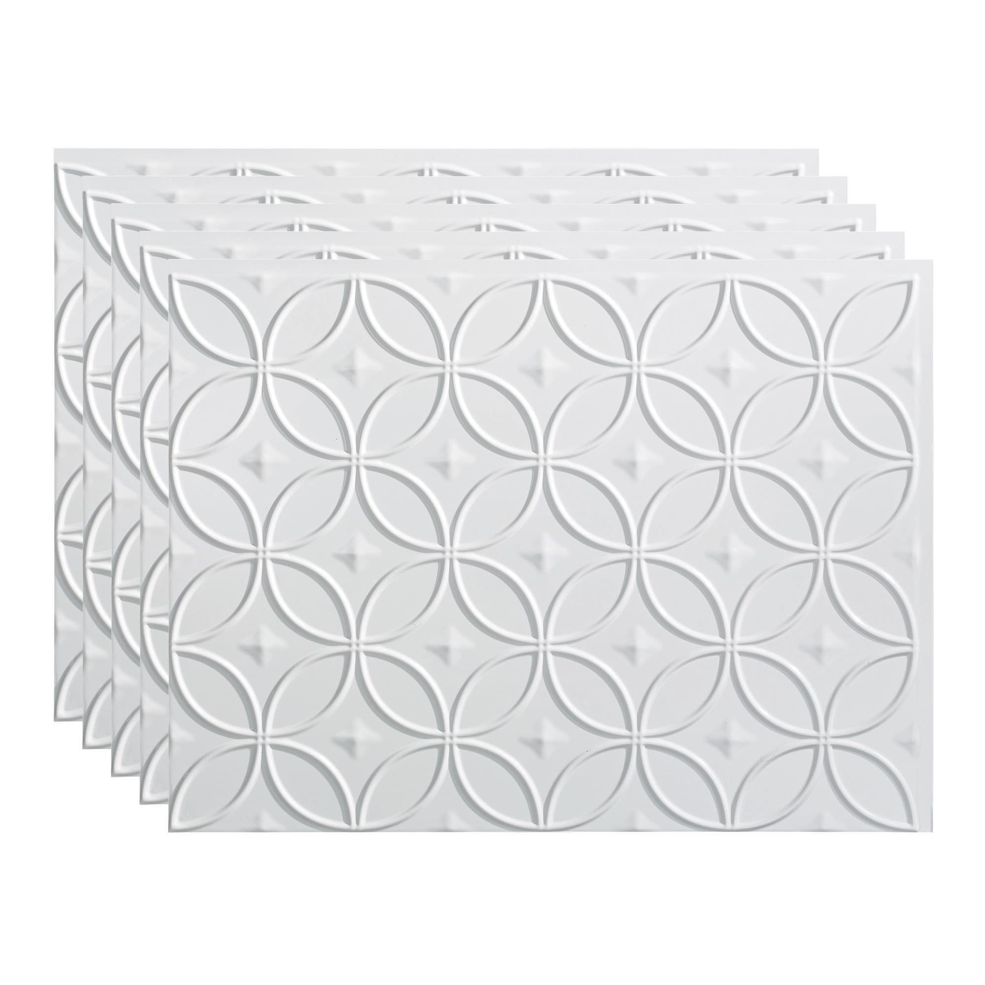 Fasade PB6100 Rings 18.25-in x 24.25-in Vinyl Gloss White Backsplash Panels 5.0 -Pack