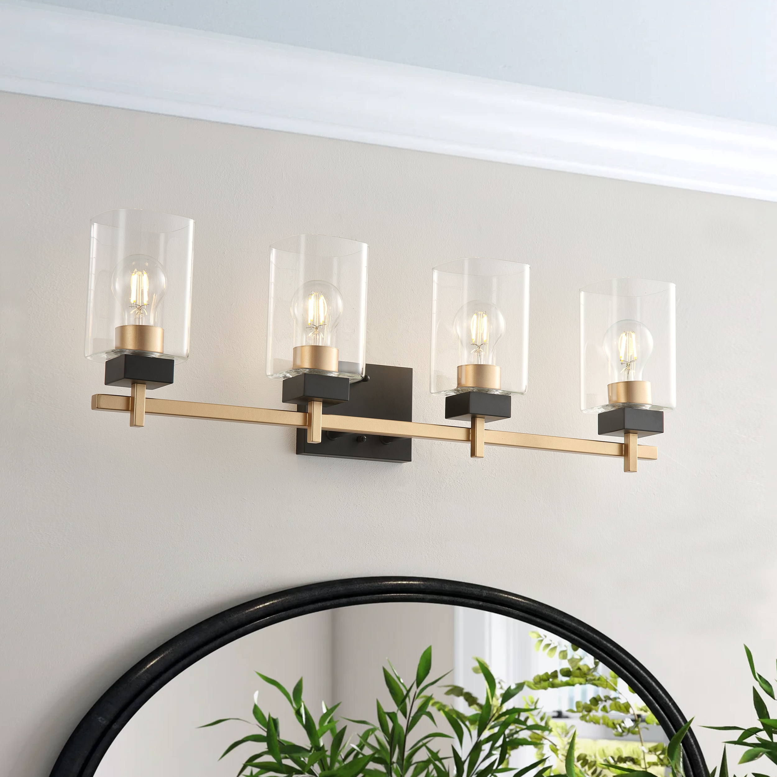 Aiwen HH-559-4 28.35-in 3 -Light Black Modern/contemporary Vanity light
