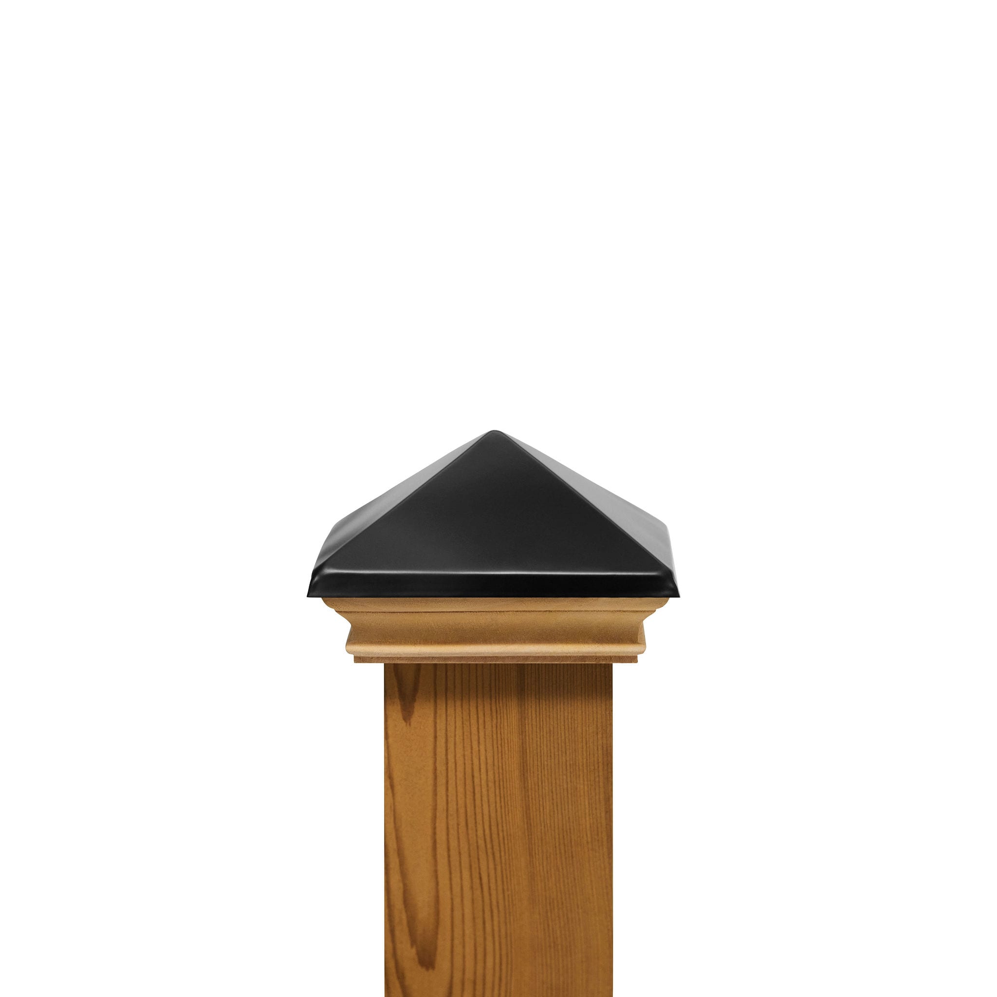 PERMAKAP 4-in x 4-in West Indies with Black Stainless Steel Pyramid Black Stainless Steel Mahogany Deck Post Cap