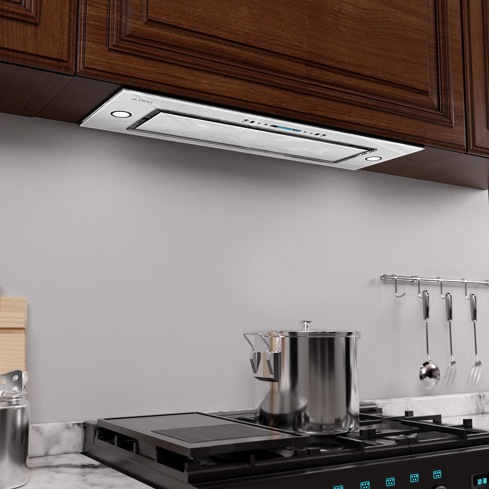 iKTCH 36-in 900-CFM Ducted Stainless Steel Wall-Mounted Range Hood with  Charcoal Filter