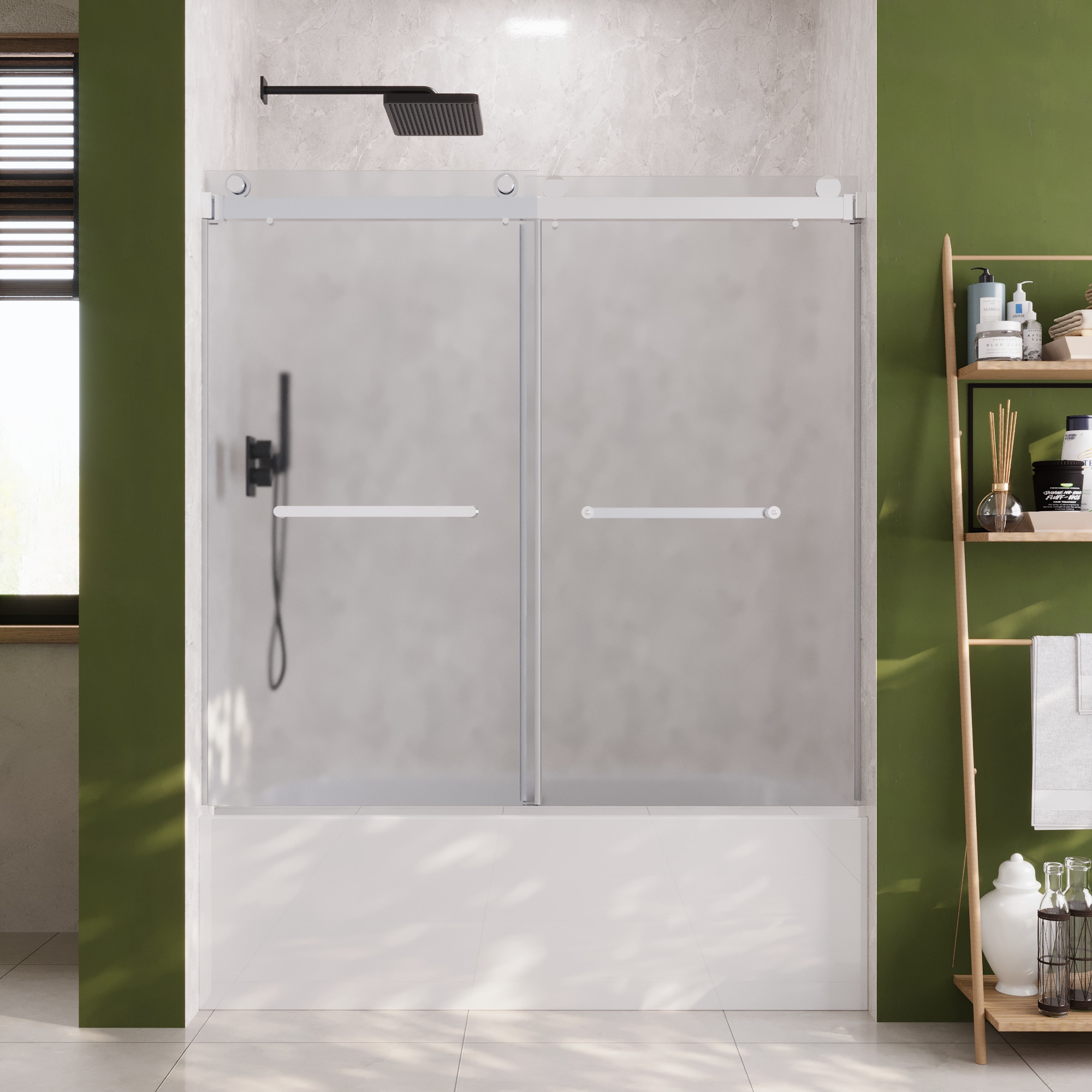 DeerValley DV-1SD0216ST Liberty Stainless steel sliver 58-in to 60-in W x 62-in H Frameless Sliding Bathtub door