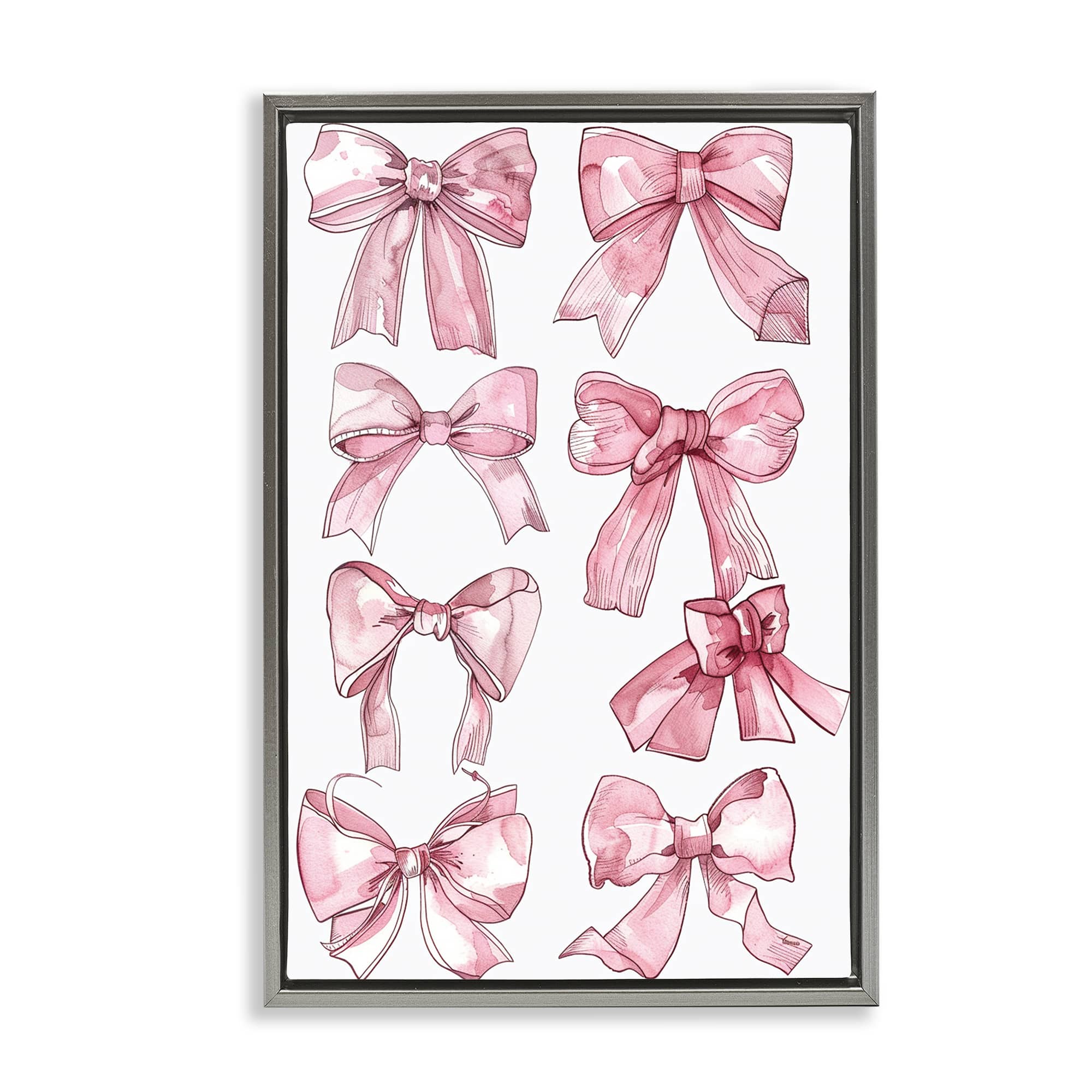 Stupell Industries BT-674-FFL-20X30 Various Ribbons in Pink Floating Frame design by LSR Design Studio