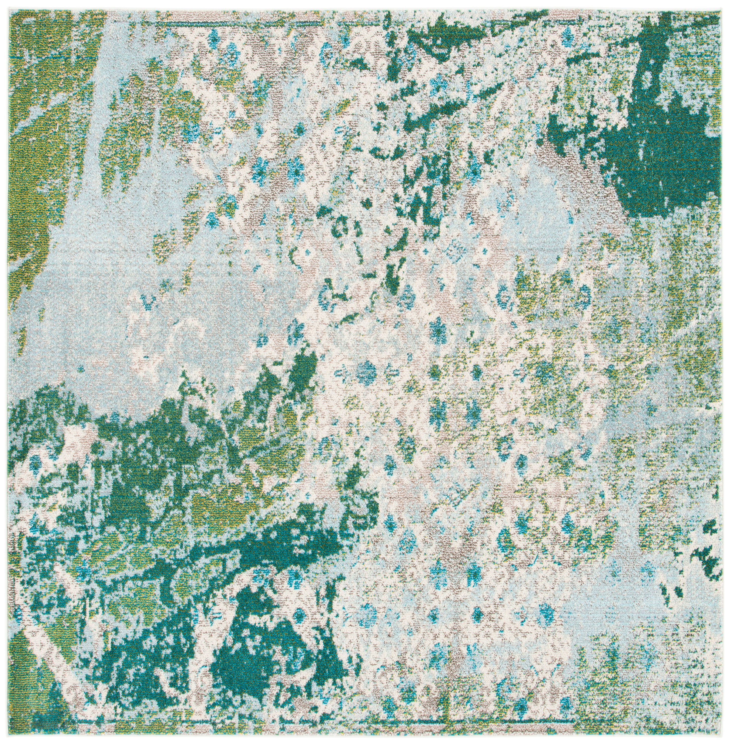 Safavieh MAD499X-7SQ Madison 7 x 7 (ft) Loomed Polypropylene Green/Blue Square Indoor Abstract Bohemian/Eclectic Area rug