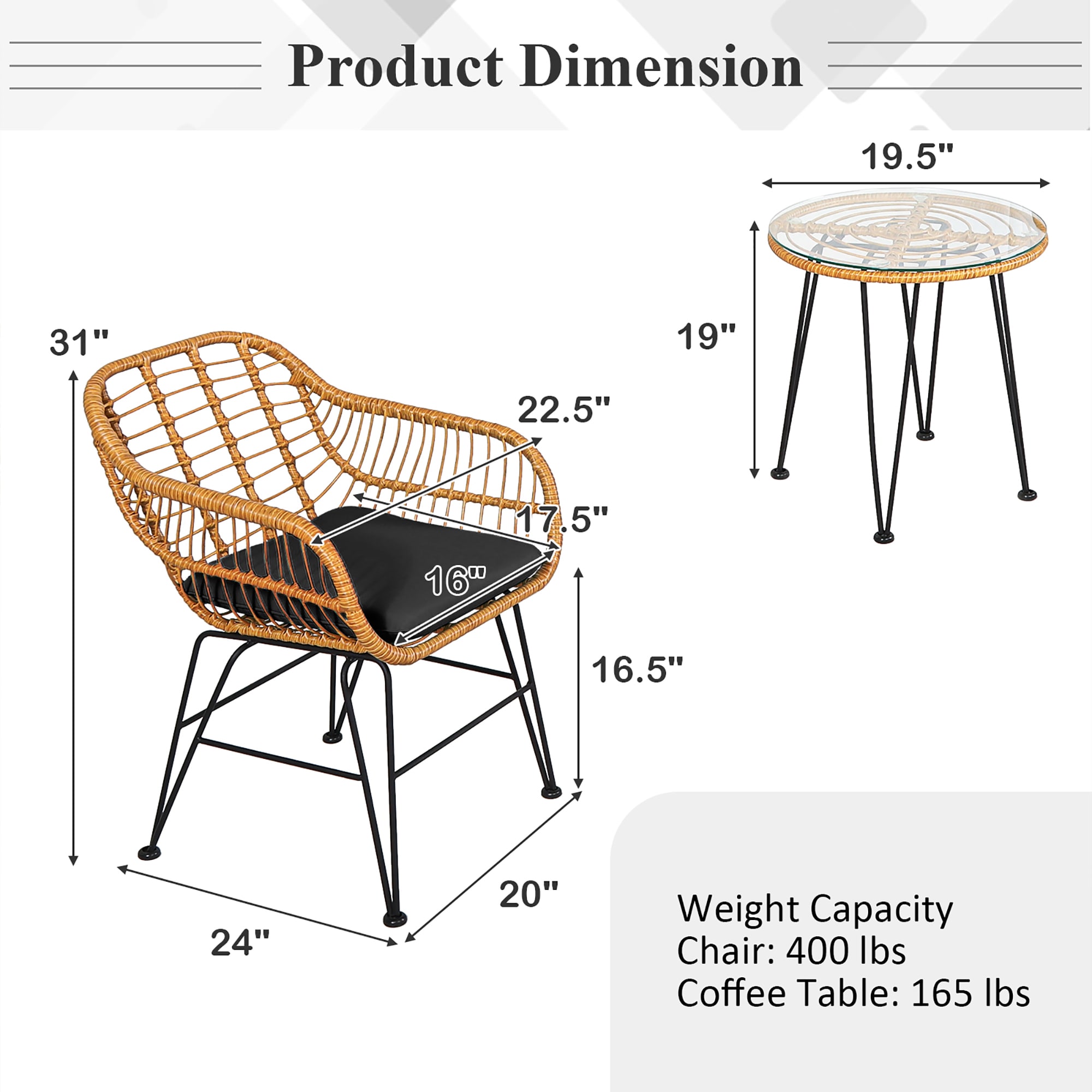 Costway OP70839DK Patio-Conversation-Sets - View #9