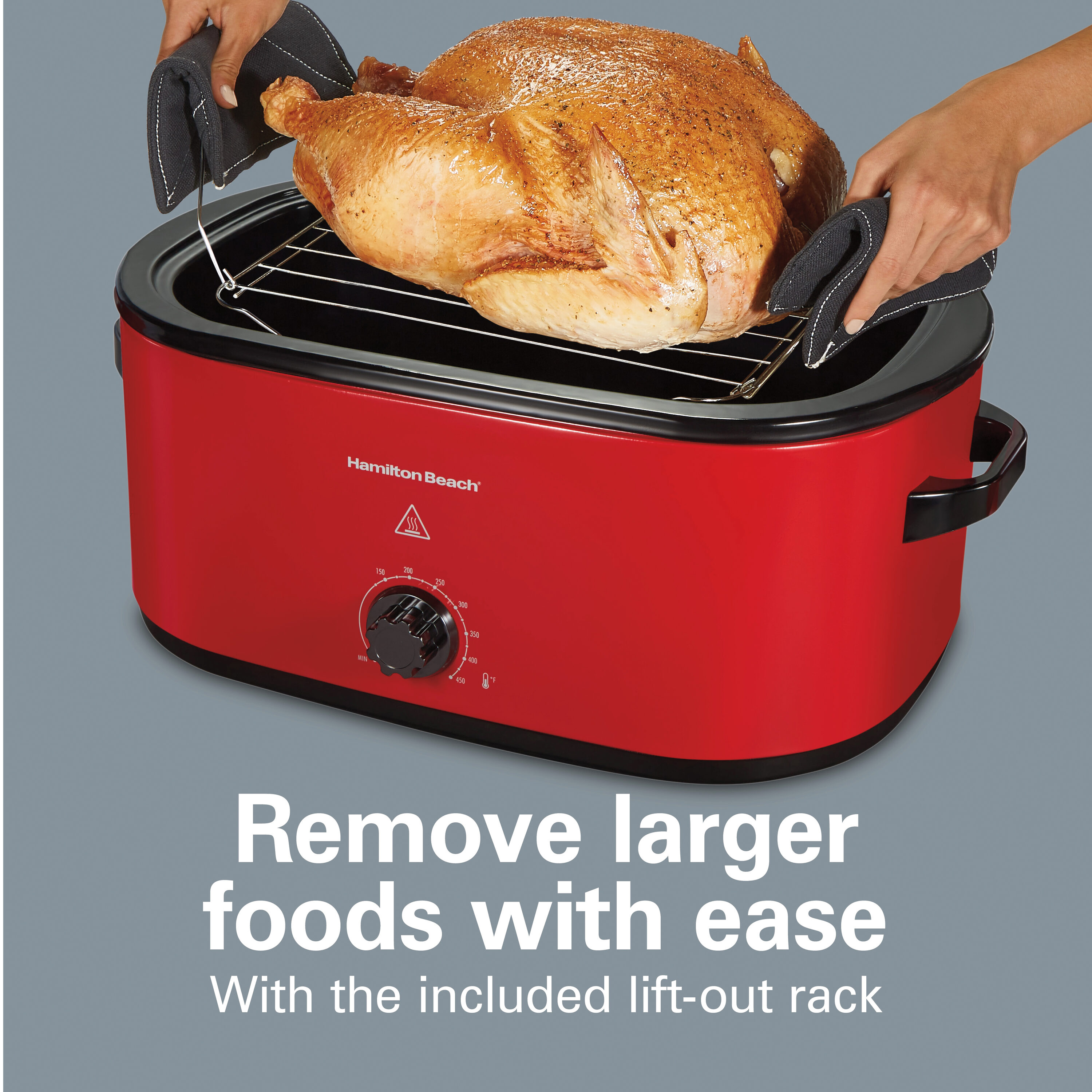 Hamilton Beach 22Quart Red Aluminum Roaster Oven with Metal Lid in the