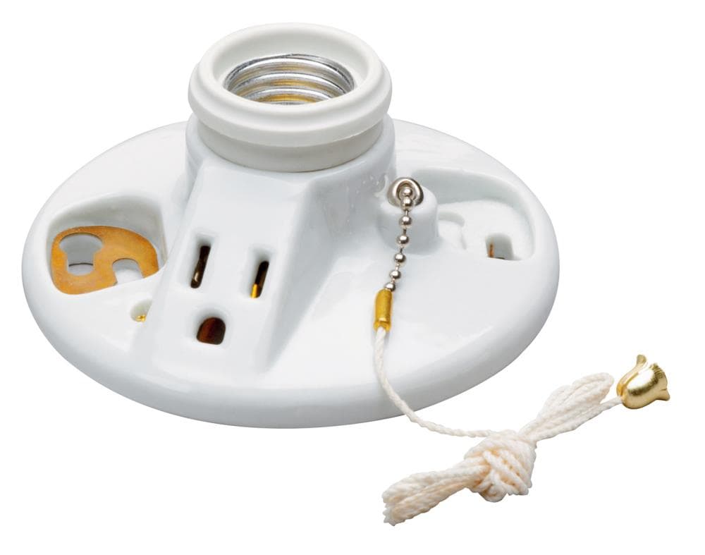 Porcelain Pull Ceiling Socket, White in the Light Sockets department at Lowes.com
