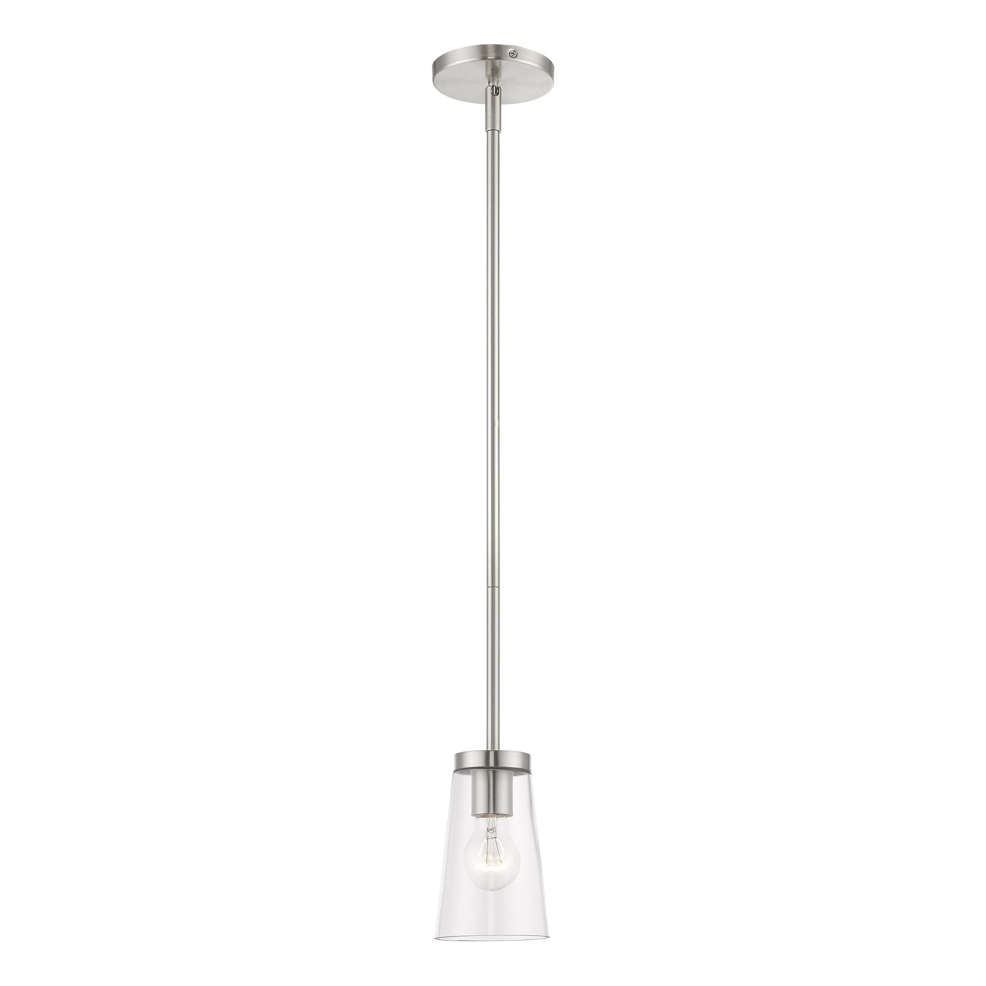 Brushed Nickel Mini Pendant with Clear Glass Shade