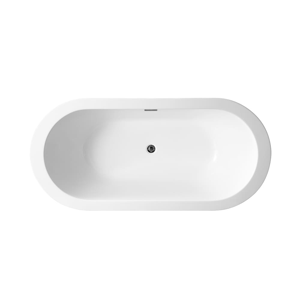 Ove Decors Serenity 71 in White Acrylic Freestanding Oval Bathtub