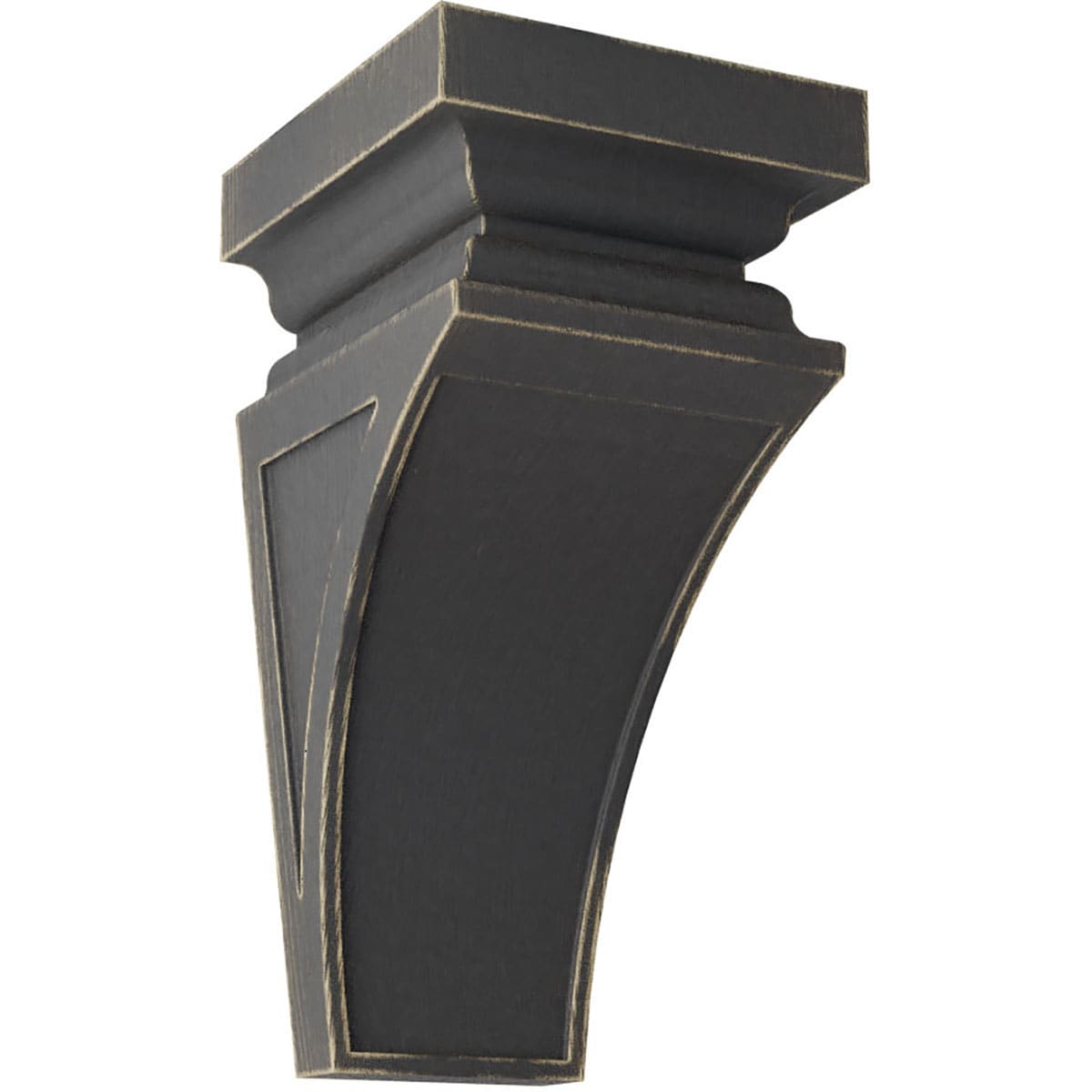 Ekena Millwork CORWD07X07X14NEBL 7-in x 7.75-in x 14-in Vintage Decor Finished Rubberwood Black Wood Paintable/Stainable Corbel
