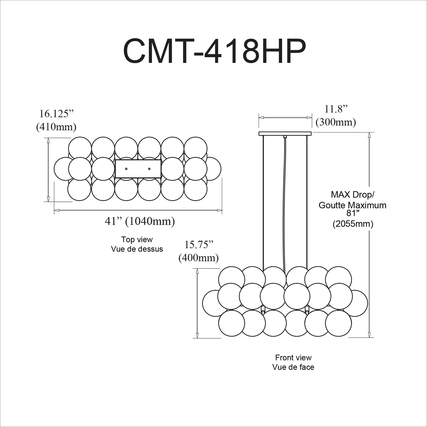 Dainolite CMT-418HP-CLR-PC Pendant-Lights - View #3
