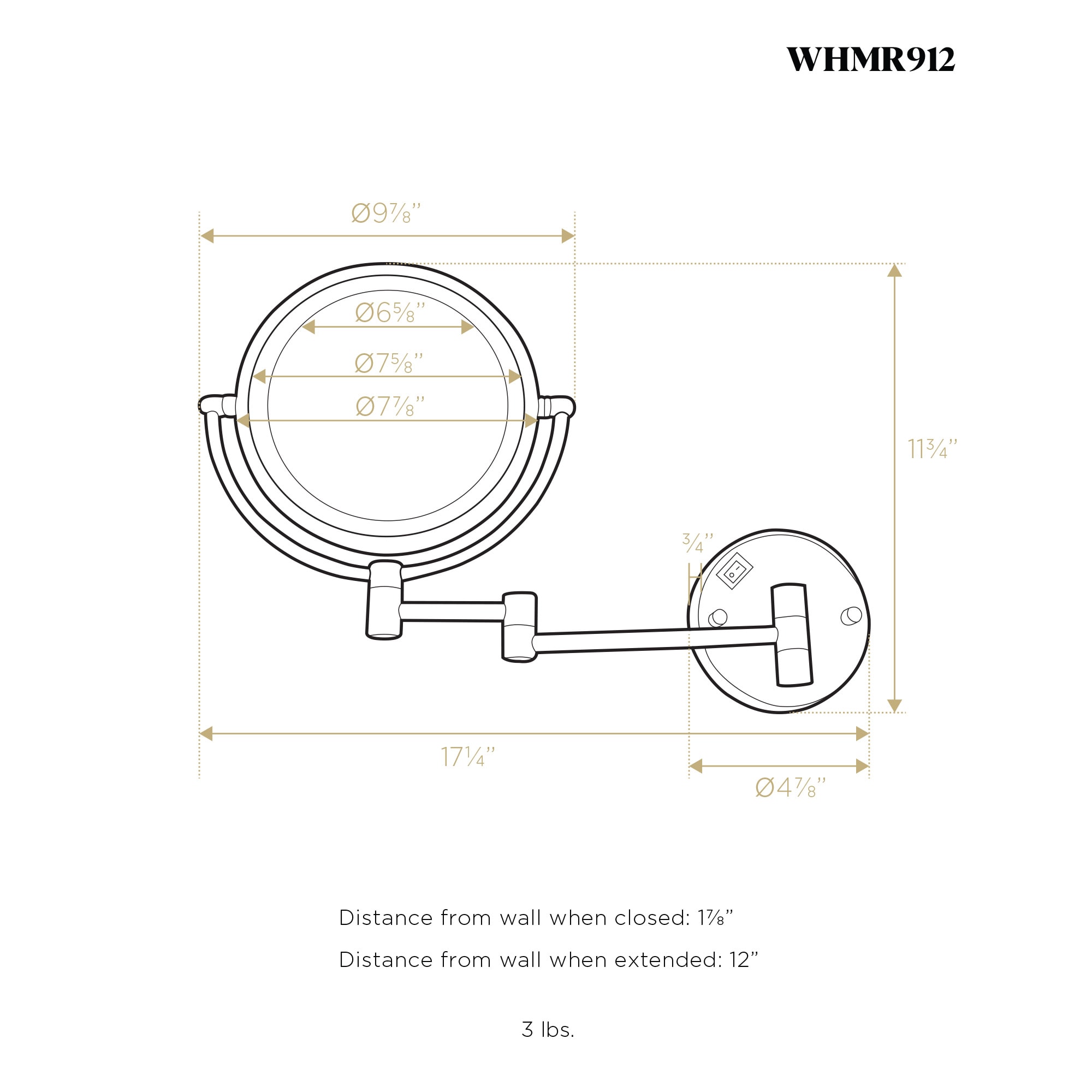 Whitehaus Collection WHMR912-C Makeup-Mirrors - View #3