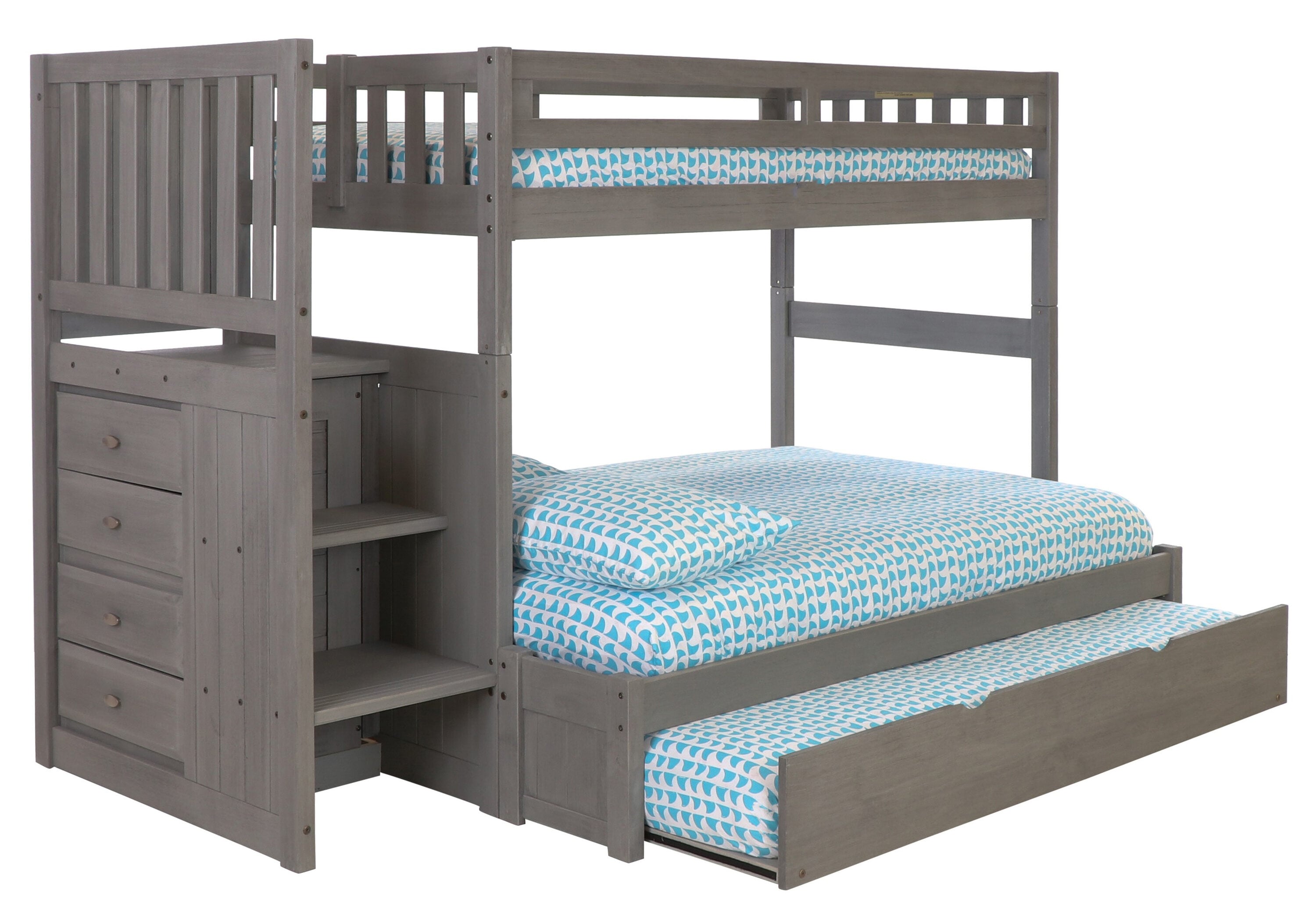 A Furniture Classics 83217TFTRU-22 Charcoal Gray Twin over full Bunk Bed