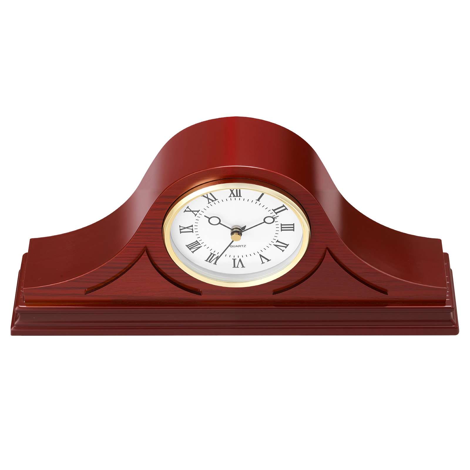 GIVIMO 6.4-in Vintage Mantel Clock Cherry Tone MDF Case with Silent Quartz Movement and Roman Numeral Dial