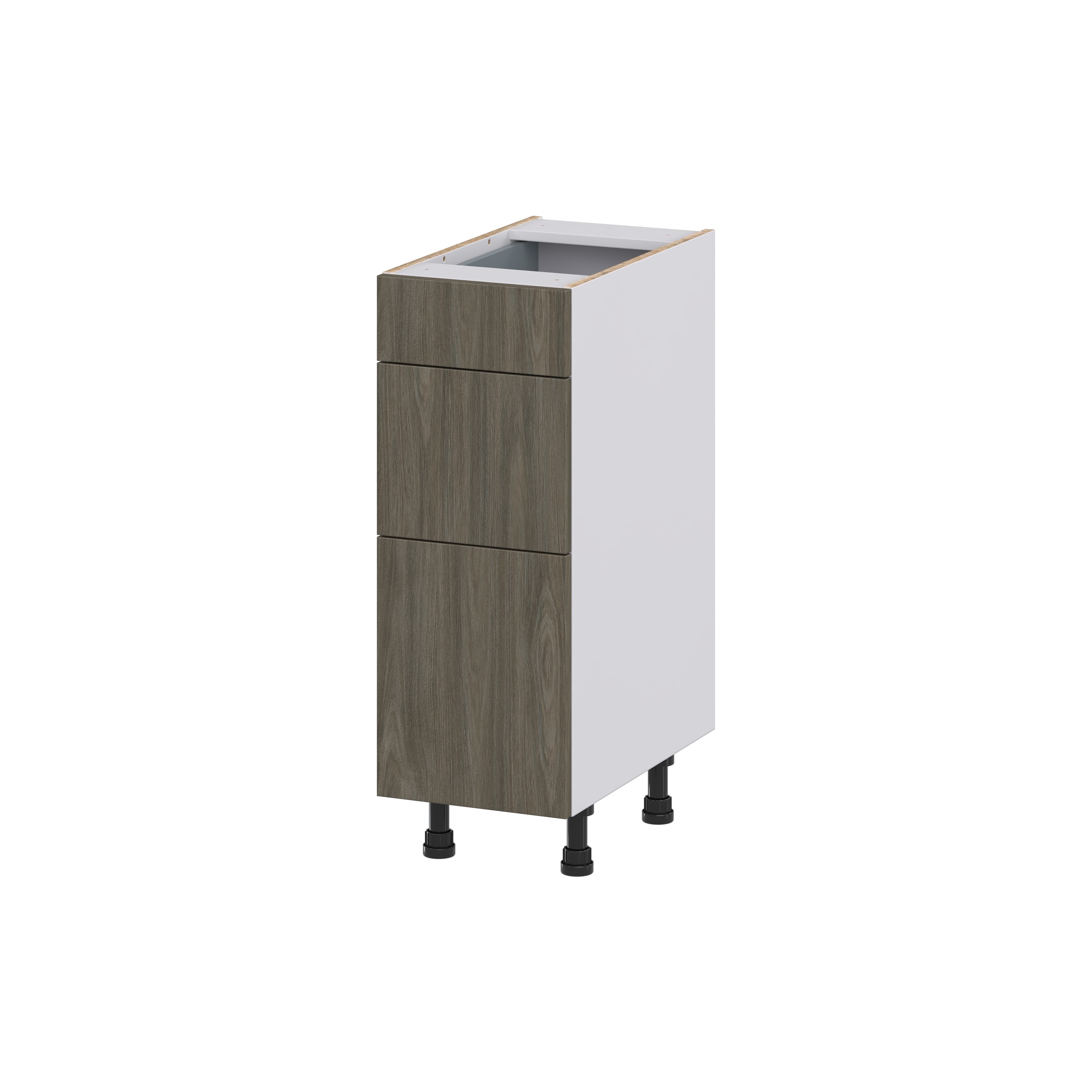 Hugo&Borg Savane 12-in W x 34.5-in H x 21-in D Textmel 3-Drawer Base Fully Assembled Cabinet (Flat Panel Style)