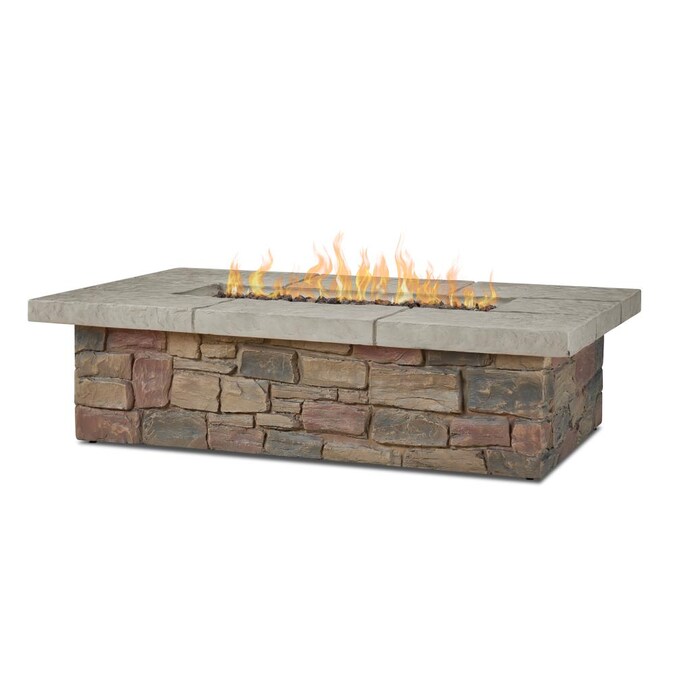 Real Flame Sedona 52 25 In W 65000 Btu Buff Portable Composite Propane Gas Fire Pit Table At Lowes Com