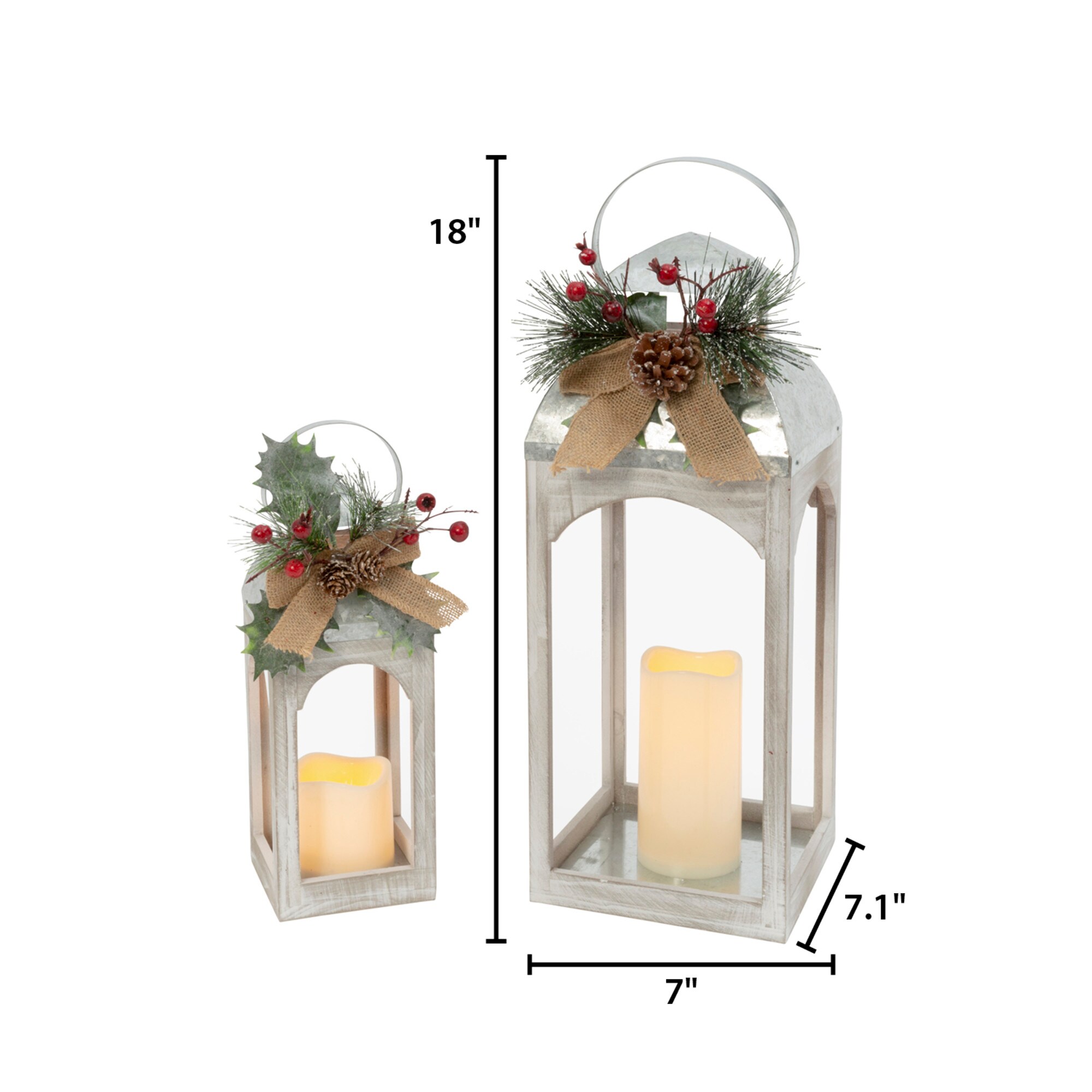 Christmas Lantern, LED candles with Timer,Battery Operated