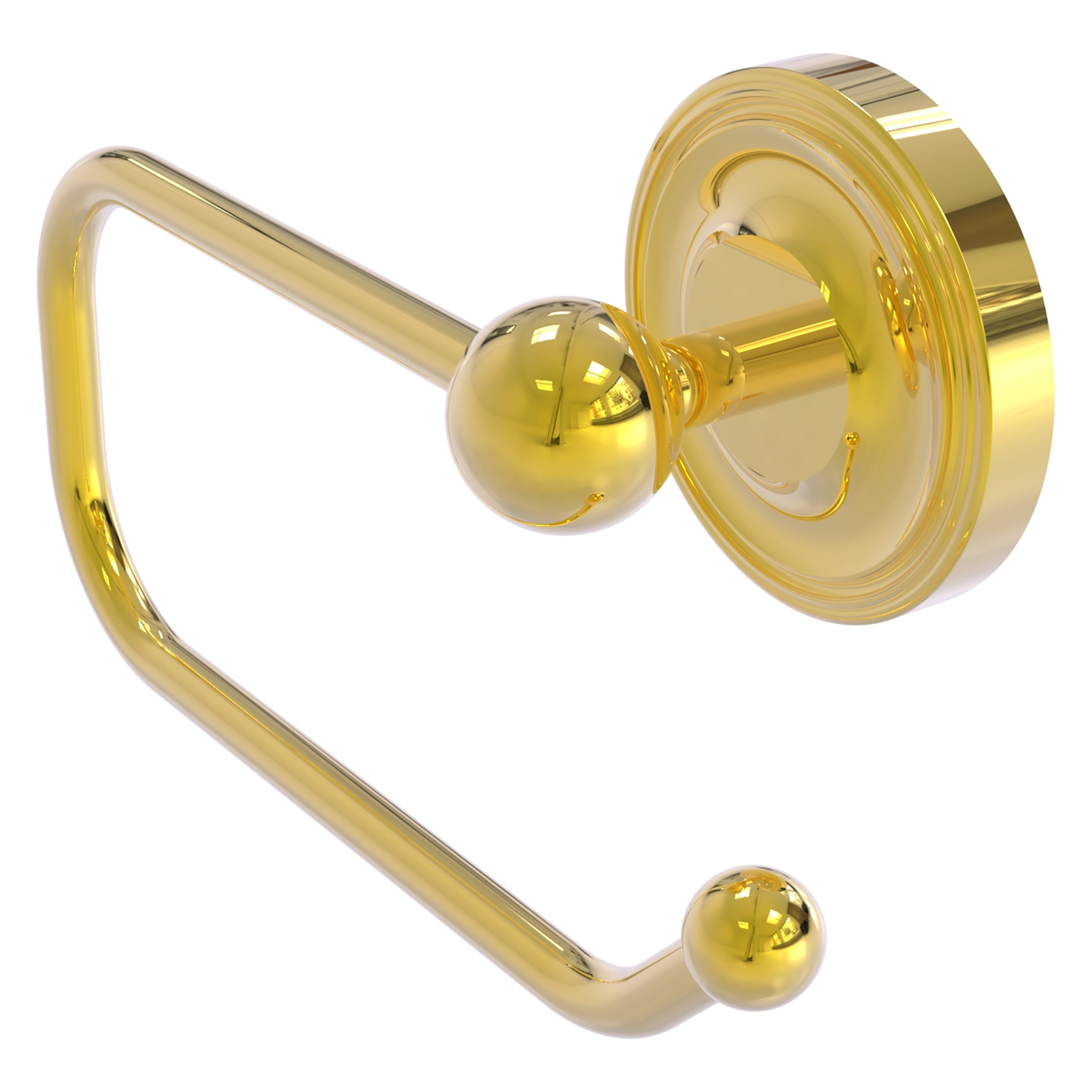 Allied Brass PR-24E-PB Prestige Regal Polished Brass Wall mount Single post Toilet Paper Holder 1 -Rolls