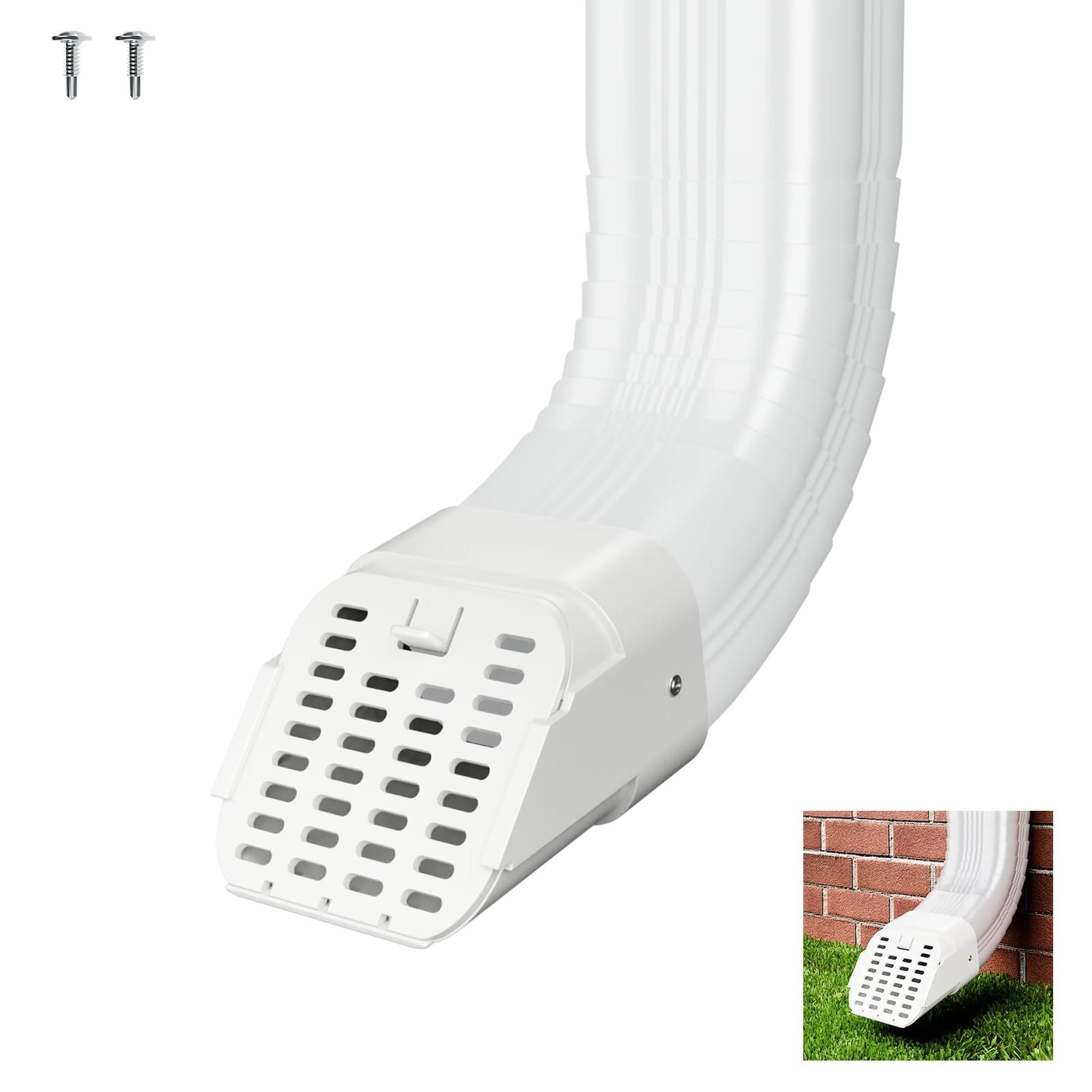 Numhew - 3in x 4in 1-Pack Rodent Guard Removable Valve Silver Gutter Downspout Extension Accessory