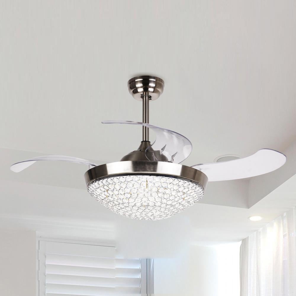 Matrix Decor MDF4401DF110V 46-in Stainless Steel Integrated LED Indoor Smart Ceiling Fan with Light and Remote (4-Blade)