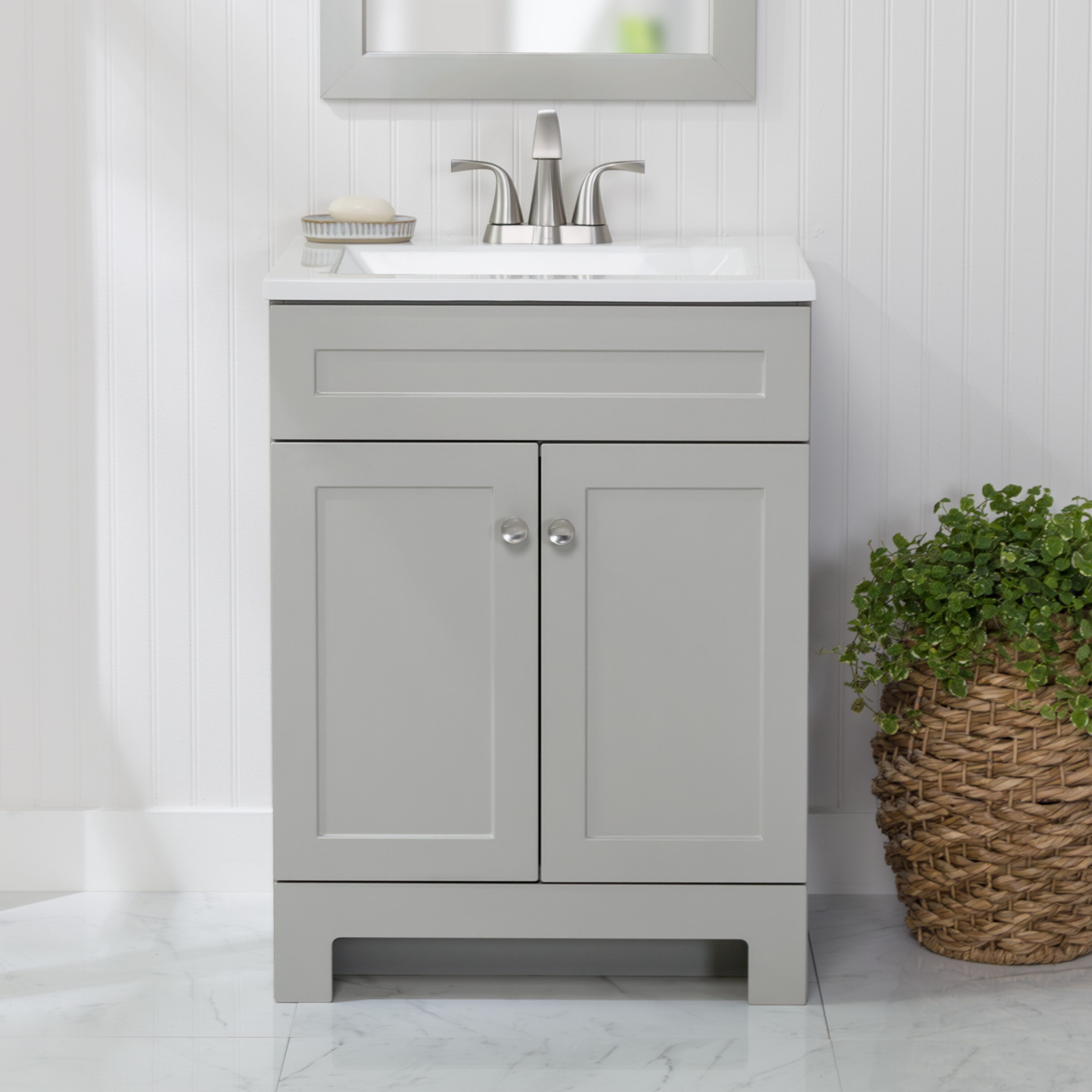 Style Selections Beauden 24-in Light Gray Single Sink Bathroom Vanity ...