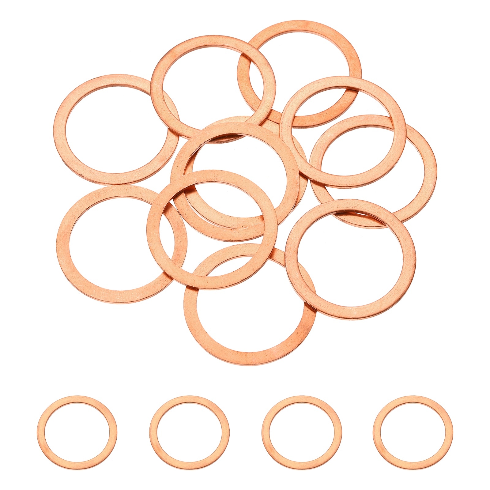 Unique Bargains 16pcs M30 Copper Washer Sealing Ring 30mm ID 38mm OD 1.5mm Thickness Metric Sealing Gasket Flat Crush Washer for Automotive Plumbing Mechanical Oil Drain Plug