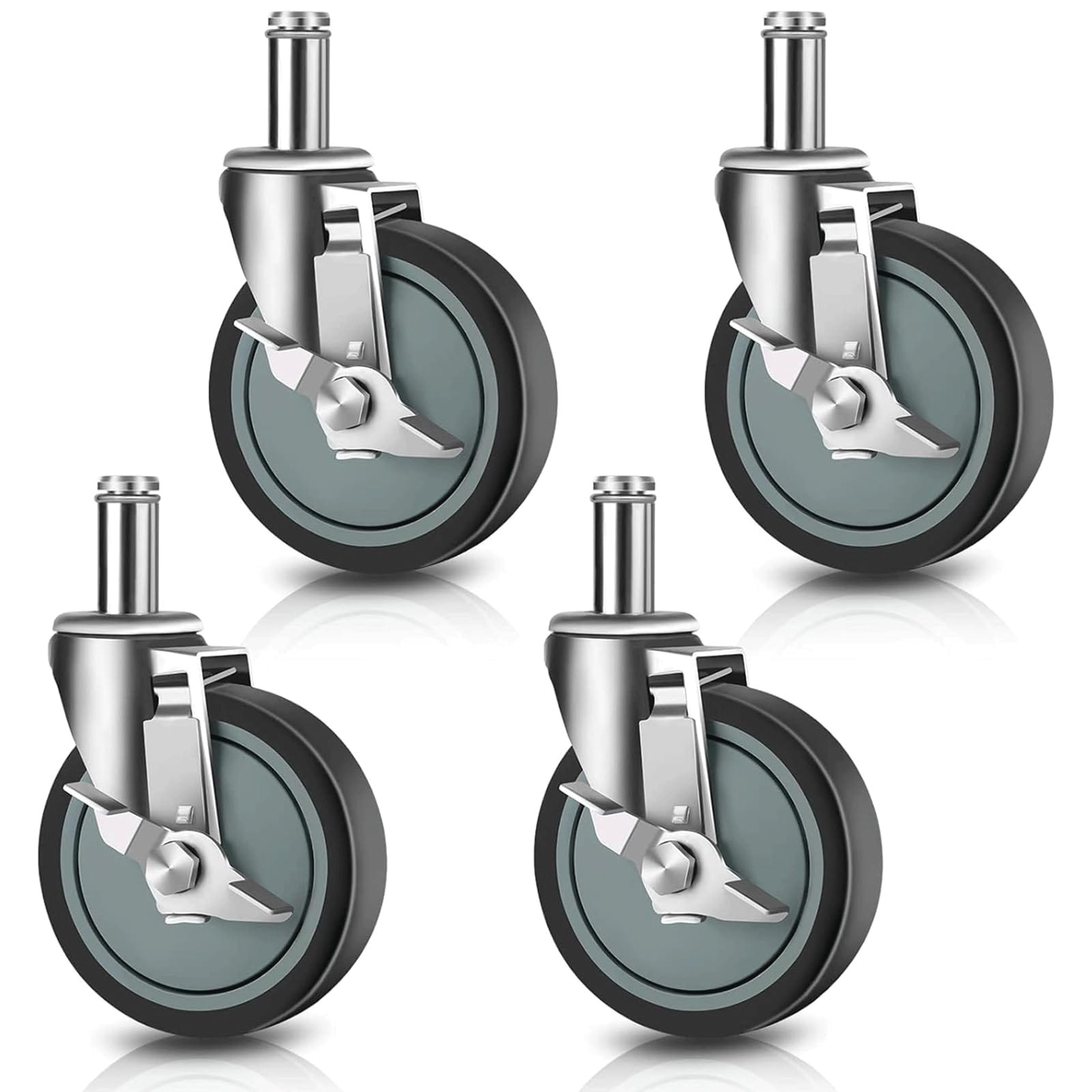 Aoibox Four inch thermoplastic rubber stem casters for wire shelving ...