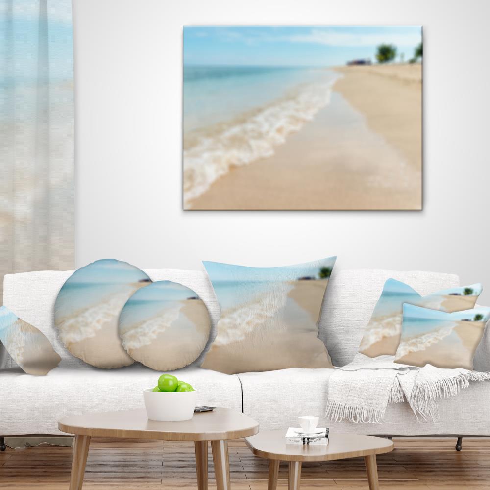 Blue Tropical Island Beach Waves Square Throw Pillow