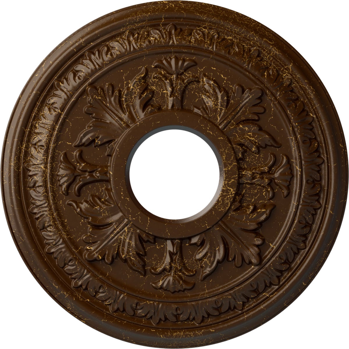 Ekena Millwork CM15BARBC Baltimore 15.375-in W x 15.375-in L Painted Root Beer Crackle Polyurethane Whole Ceiling Medallion