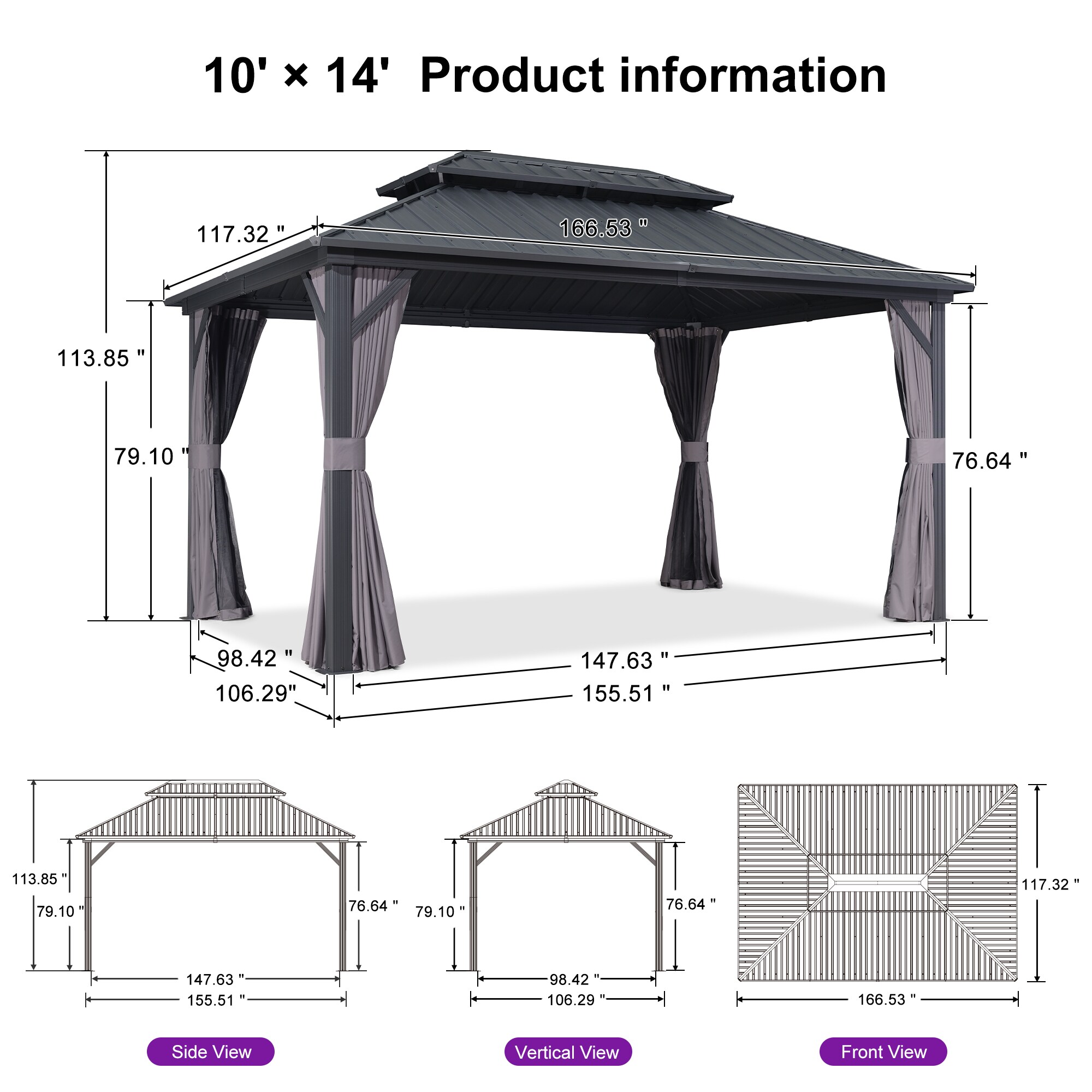 PURPLE LEAF LS04JJG1014 Wood-Resin-Gazebos - View #13