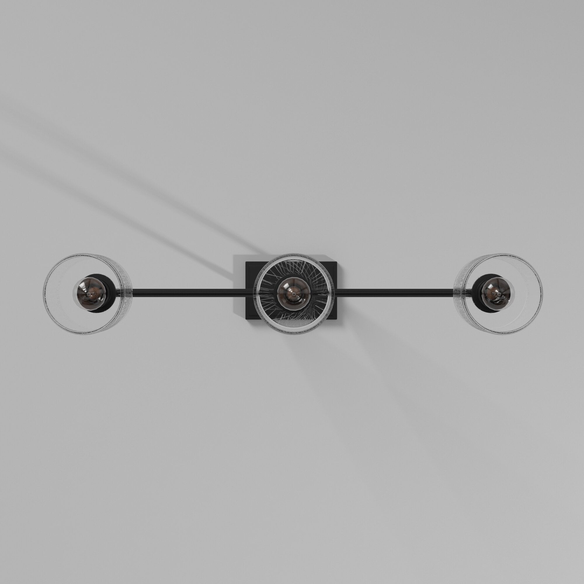 Logan Matte Black 3-Light Island Pendant with Clear Seedy Glass
