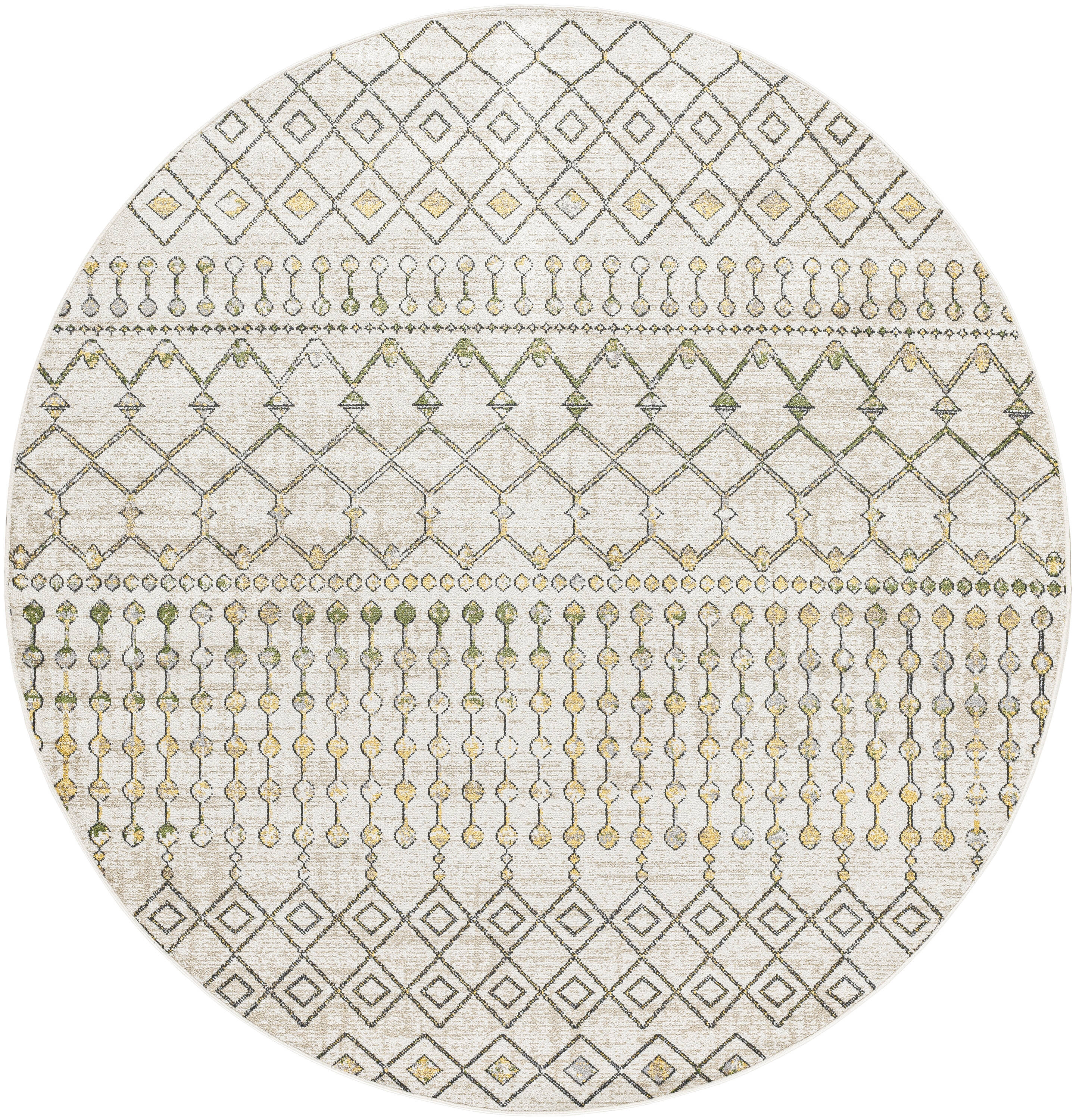 Livabliss LVR2337-67RD Lavadora 7 x 7 (ft) Polyester Taupe Round Indoor Tribal Global Machine washable Area rug
