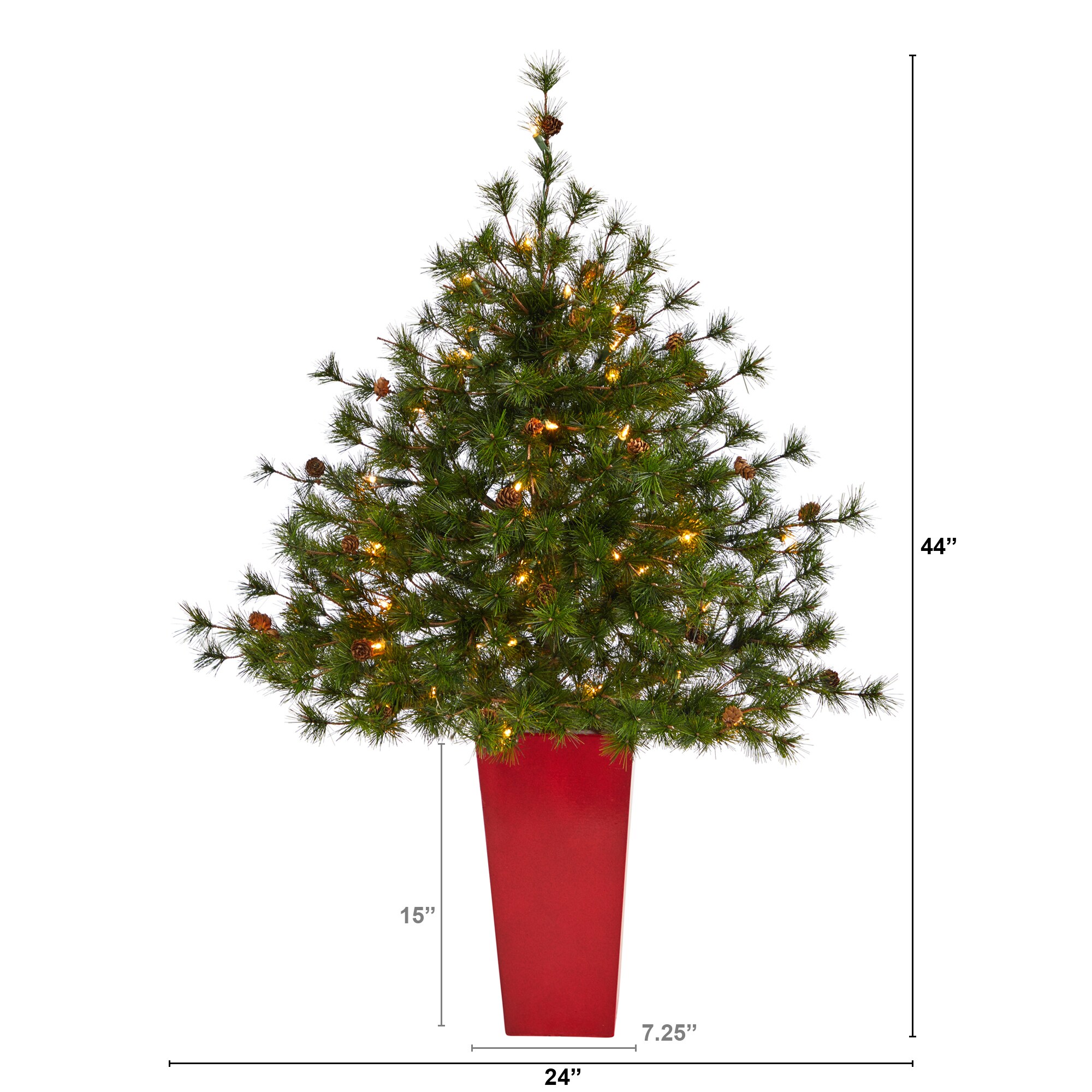 The Twillery Co.® Ocampo 7' Slender Green Artificial Pine Flocked/Frosted  Christmas Tree with 300 Lights and Pinecones & Reviews