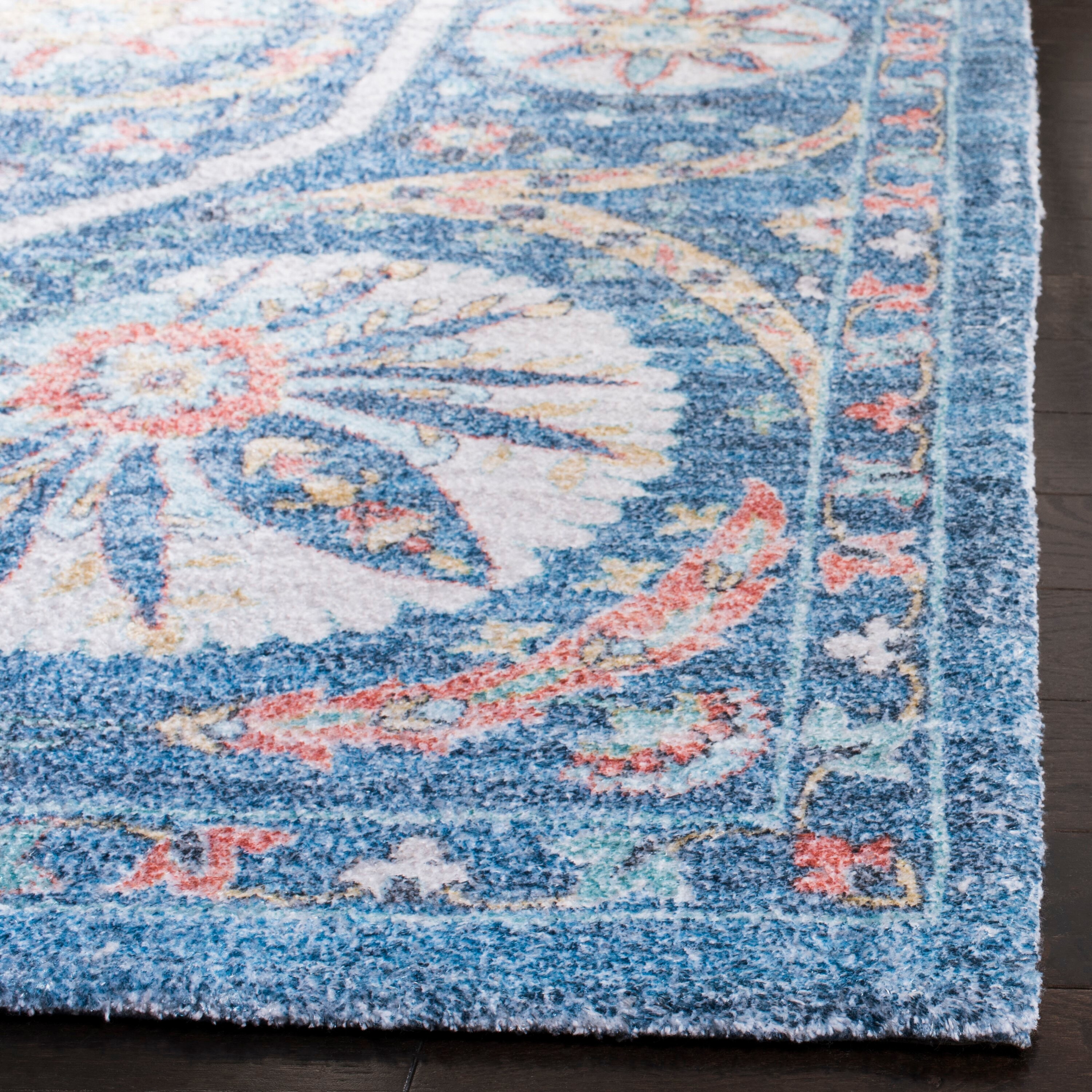 Handmade Saffron Blue & Cream Flatweave Wool-Cotton Blend Rug - 3' x 5'