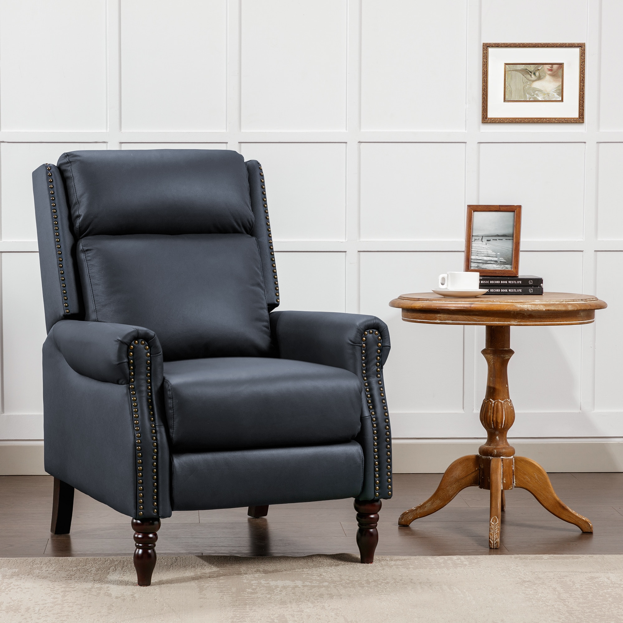 LUE BONA SN-014-03LS Blue Leather Upholstered Recliner