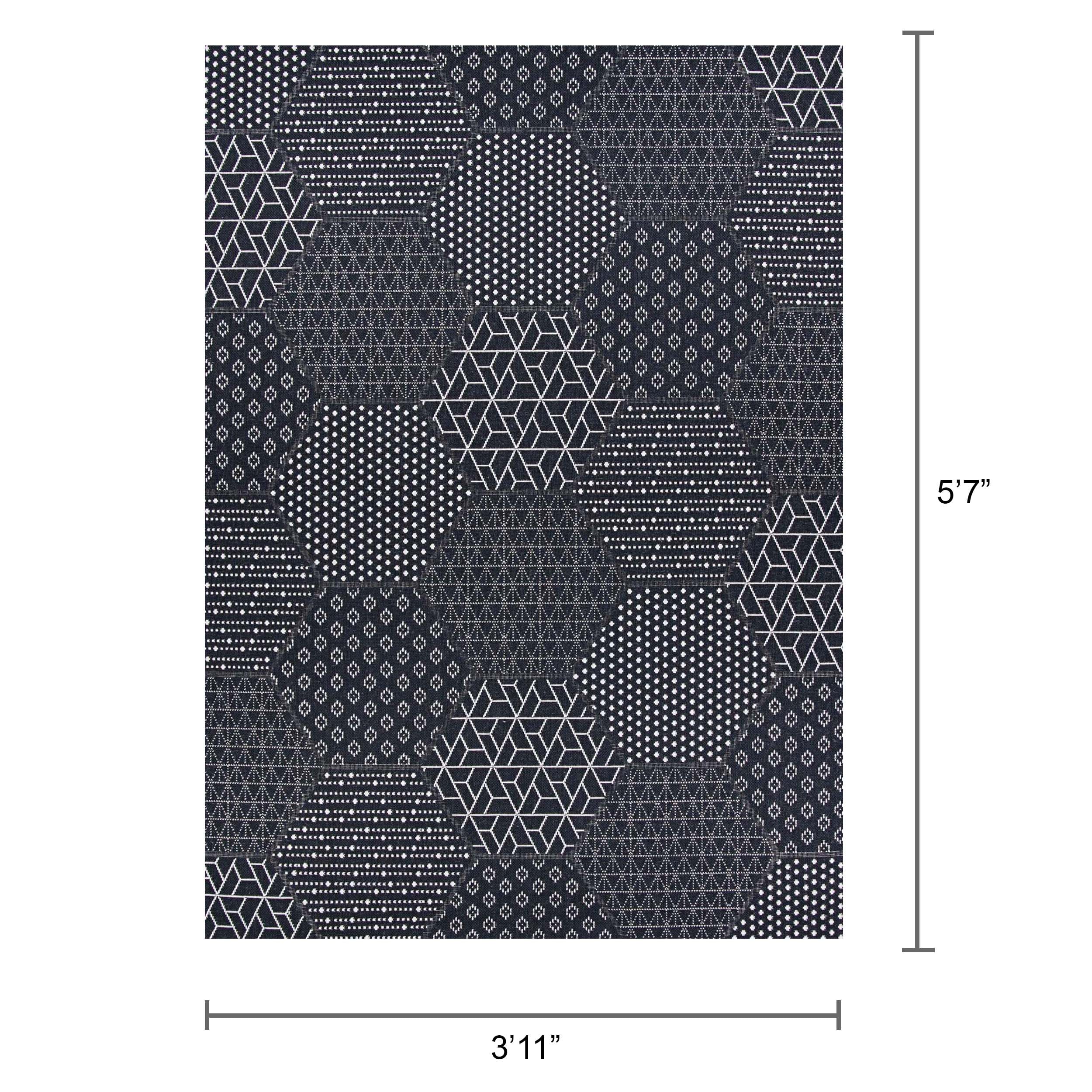 Couristan Afuera Black and Gray Synthetic Rectangular Area Rug