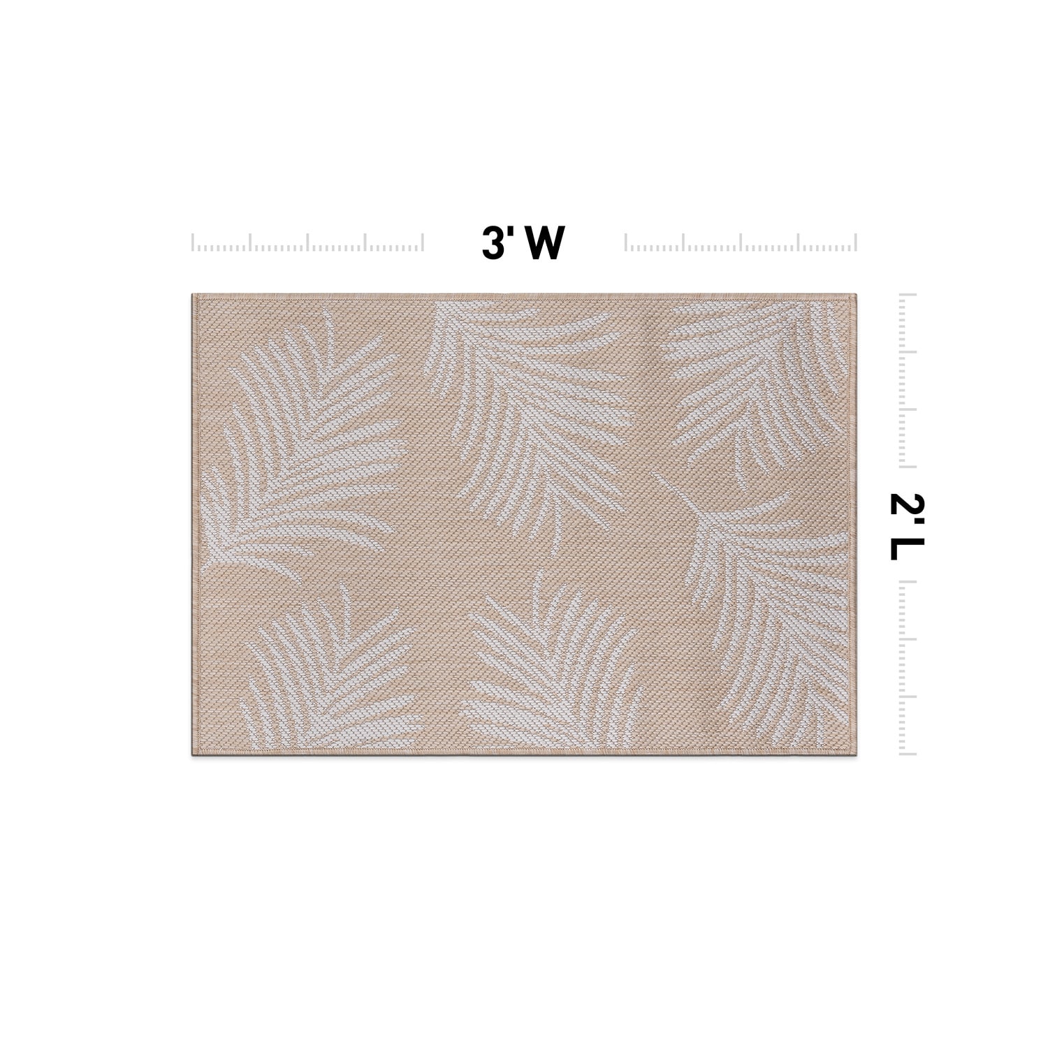 Natural Palm Leaves Flat Woven Synthetic Indoor/Outdoor Rug 2' x 3'