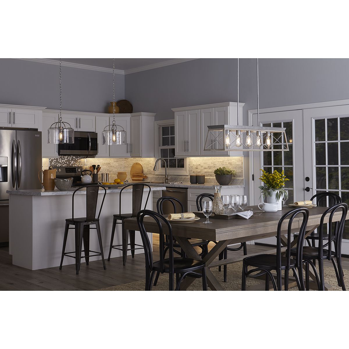 Leyden Brushed Nickel Farmhouse Pendant with Clear Glass Shade