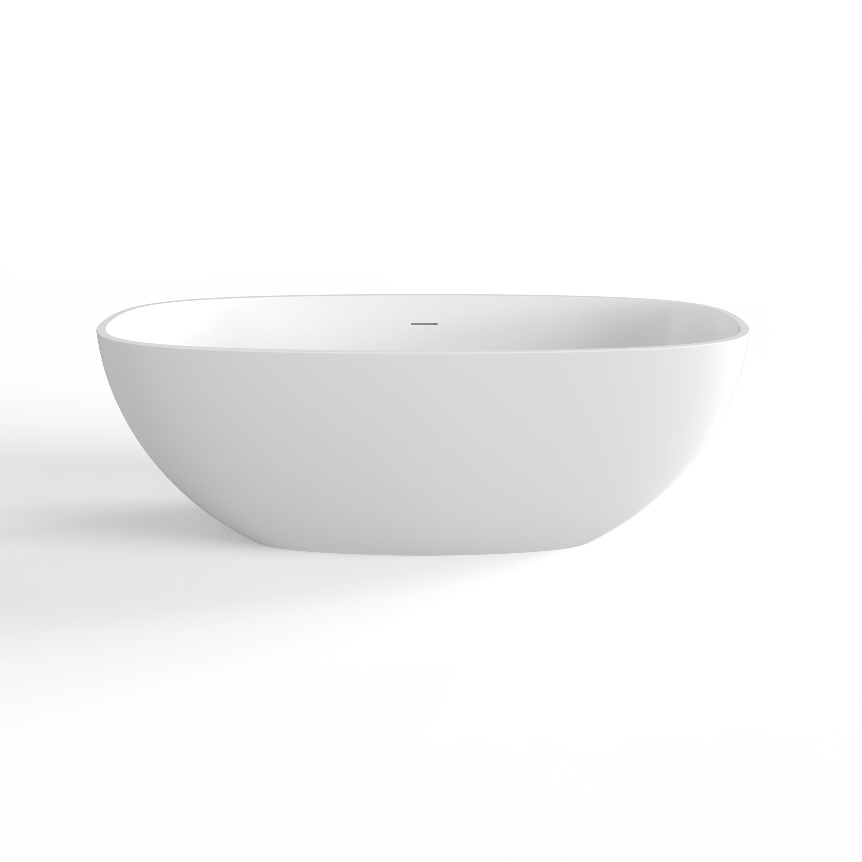 LIVACA 67 inch Matt White Solid Surface Freestanding Soaking Bathtub with Ergonomic Design
