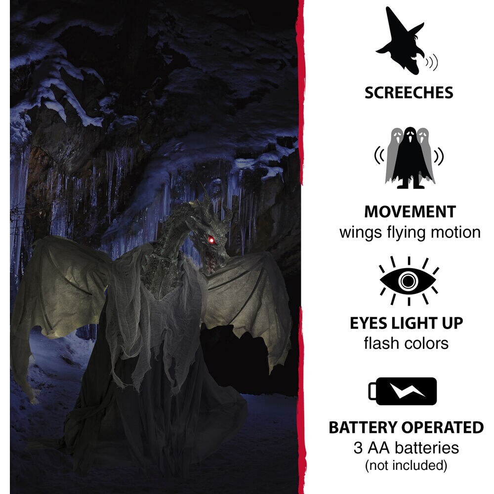 Haunted Hill Farm 3.58-ft Freestanding Lighted Dragon Animatronic