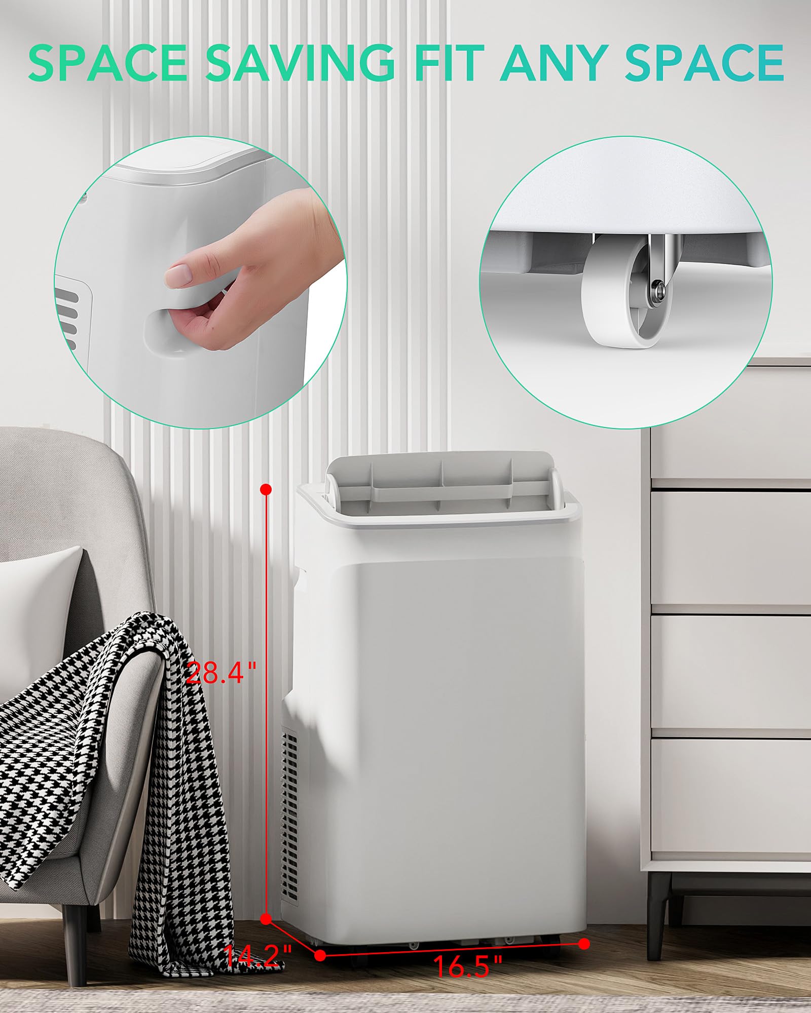 IdealHouse 12000 BTUs Portable Air Conditioners 3-In-1 Portable AC Unit with Built-In Cool Dehumidifier and Fan Modes for Room Up to 500 Sq.Ft Remote Control Sleep Mode 24Hrs Timer Sansujyuku sansujyuku.com