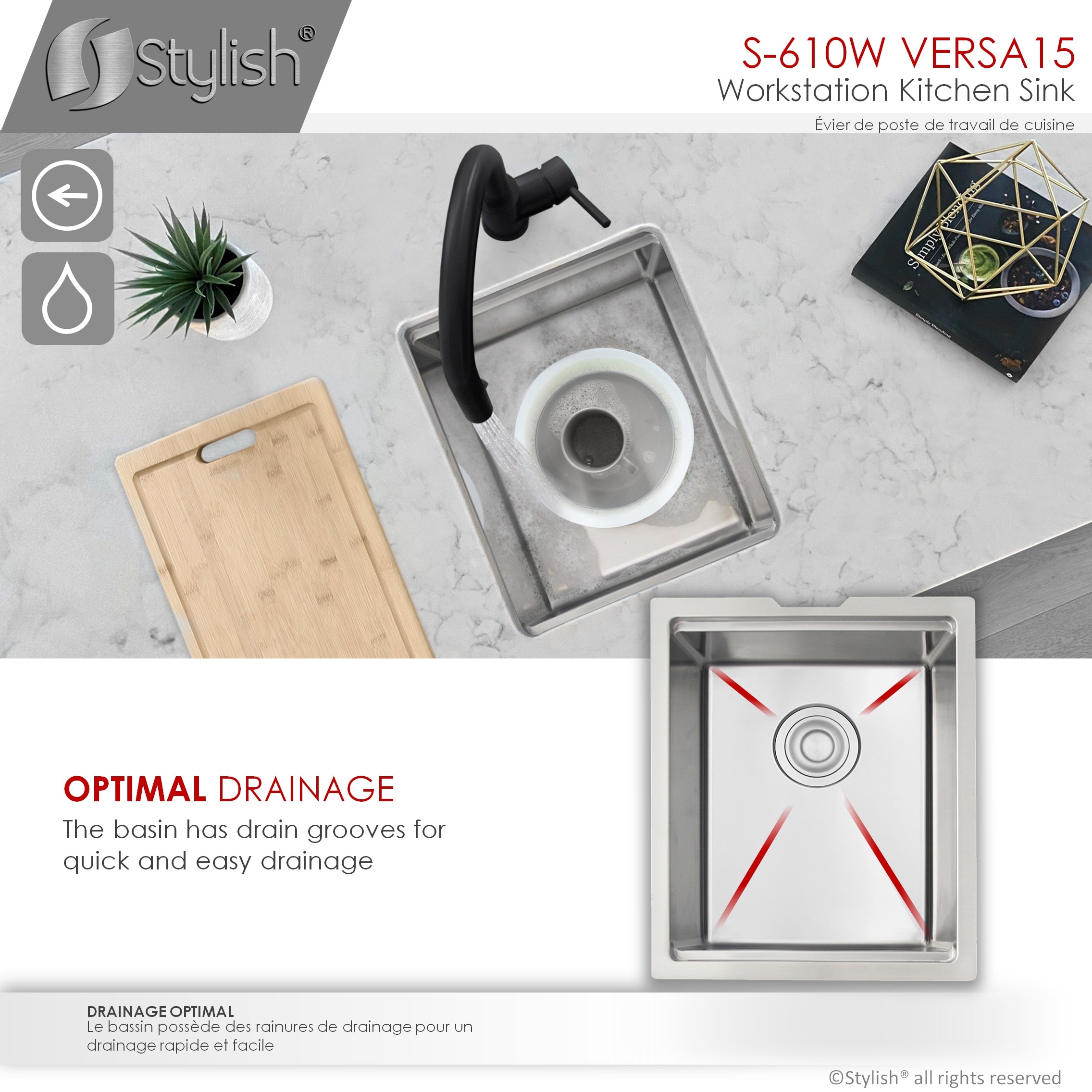Stylish S-610W1 Kitchen-Sinks - View #11