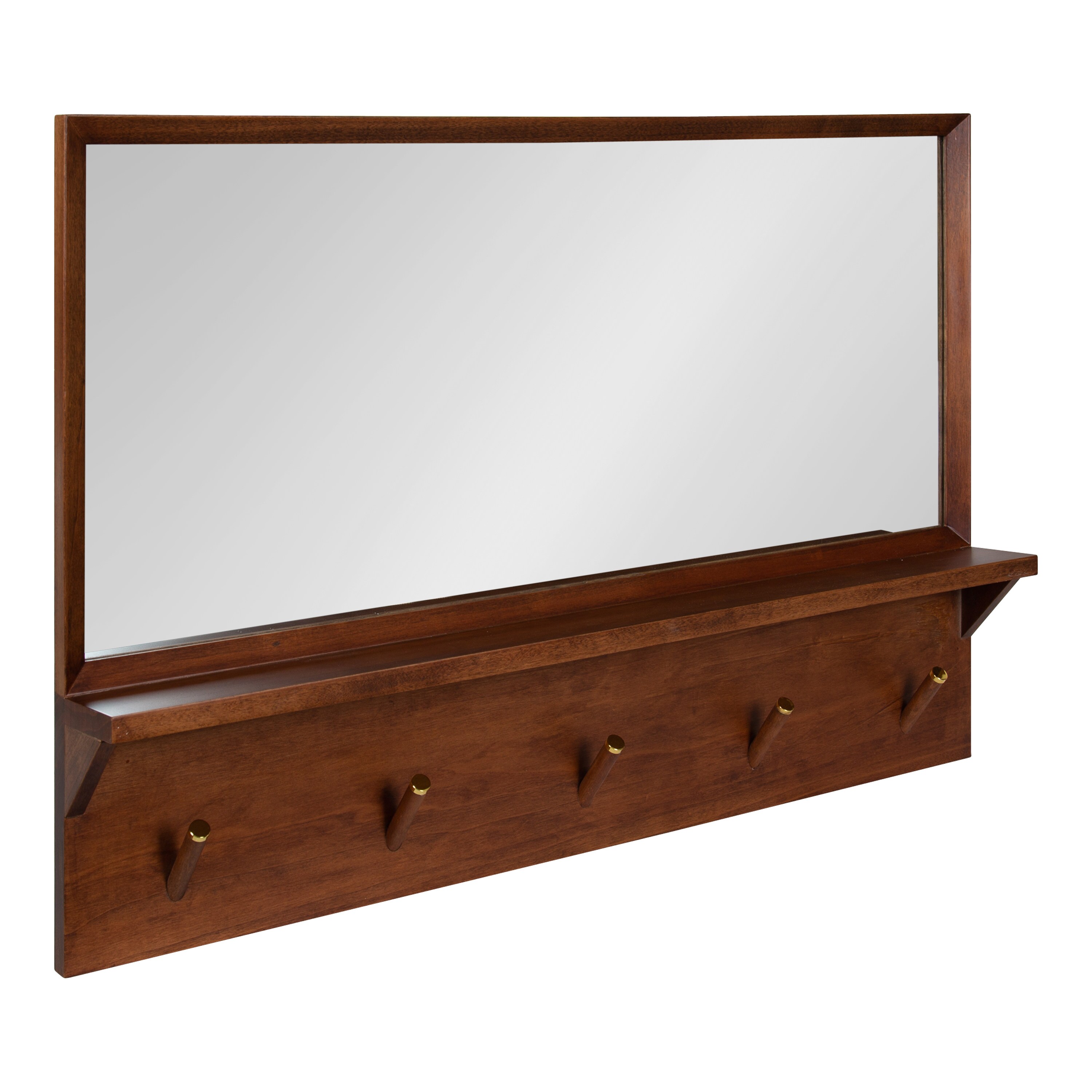 Kate and Laurel 217735 Hinter 36-Inches W x 24-Inches H Rectangle Walnut brown Framed Wall Mirror