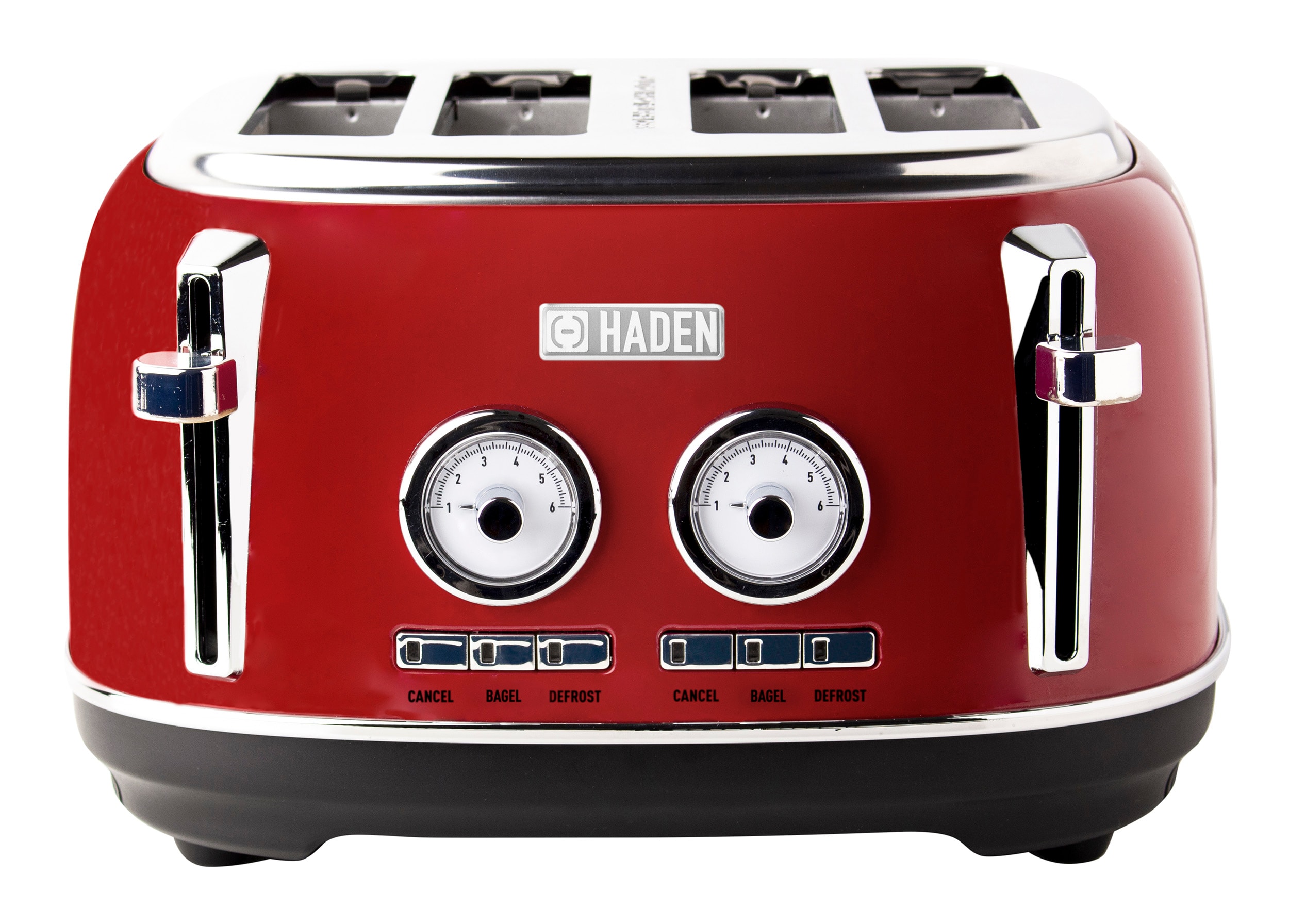 Kenmore 4-Slice Toaster, Red Stainless Steel, Dual Controls, Extra