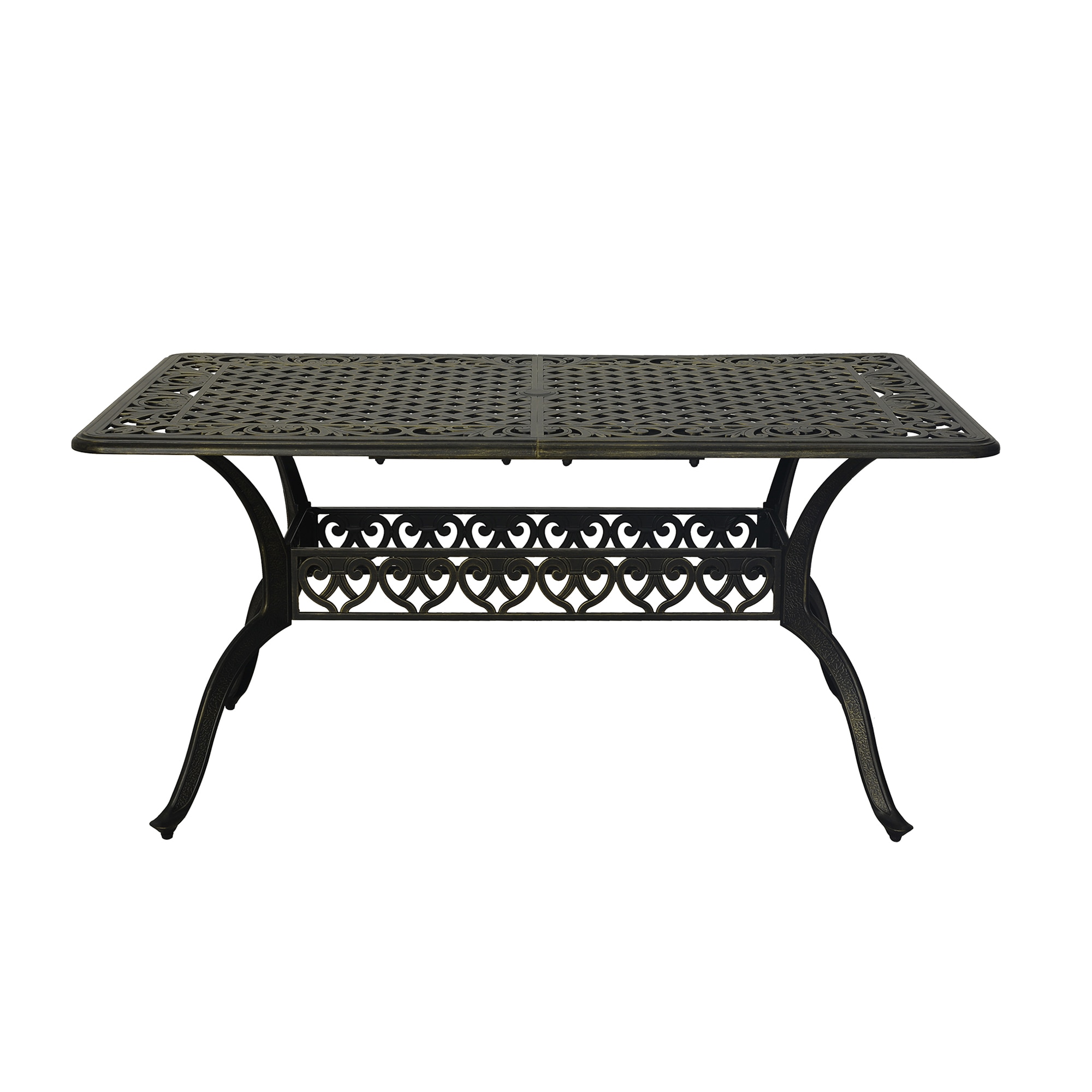 Mondawe MO-XG59SQ-BR Cast Aluminum Rectangle Outdoor Dining 35-in W x 59-in L with Umbrella Hole