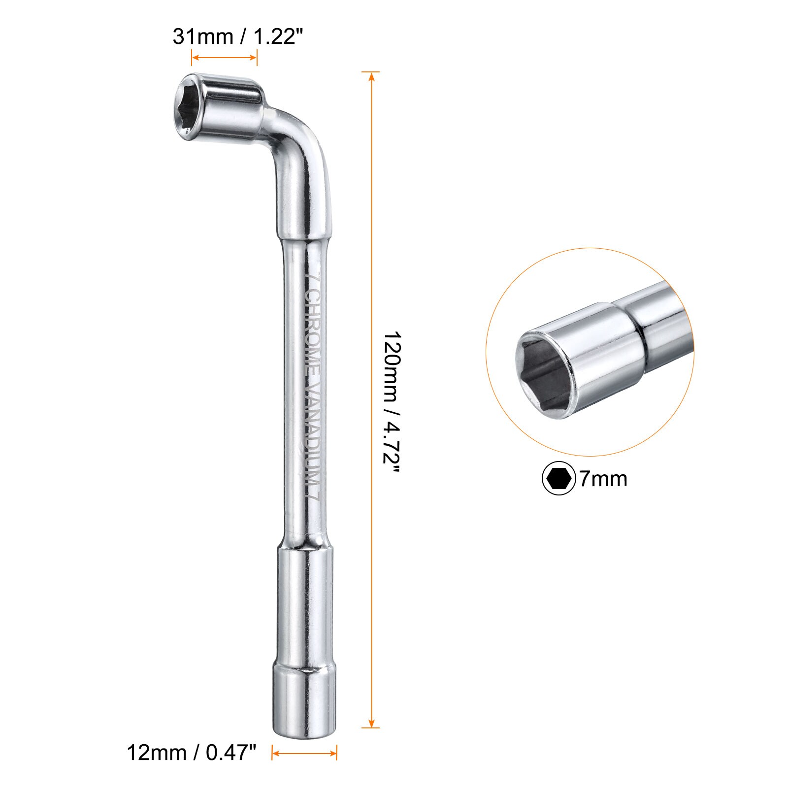 Harfington L Shaped Angled Hex Socket Wrench 7mm High Carbon Steel ...