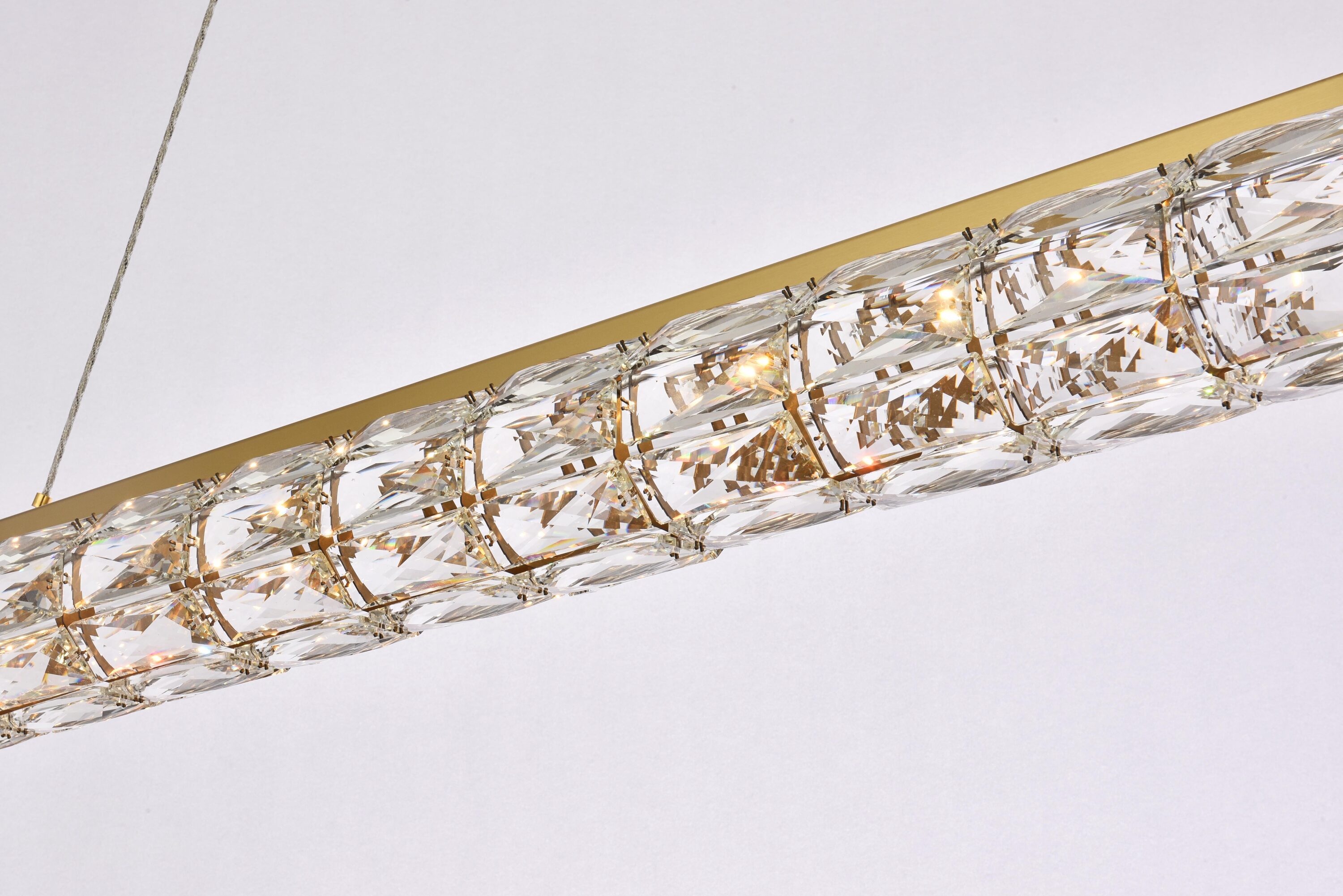 Gold and Clear Crystal LED Linear Pendant Light