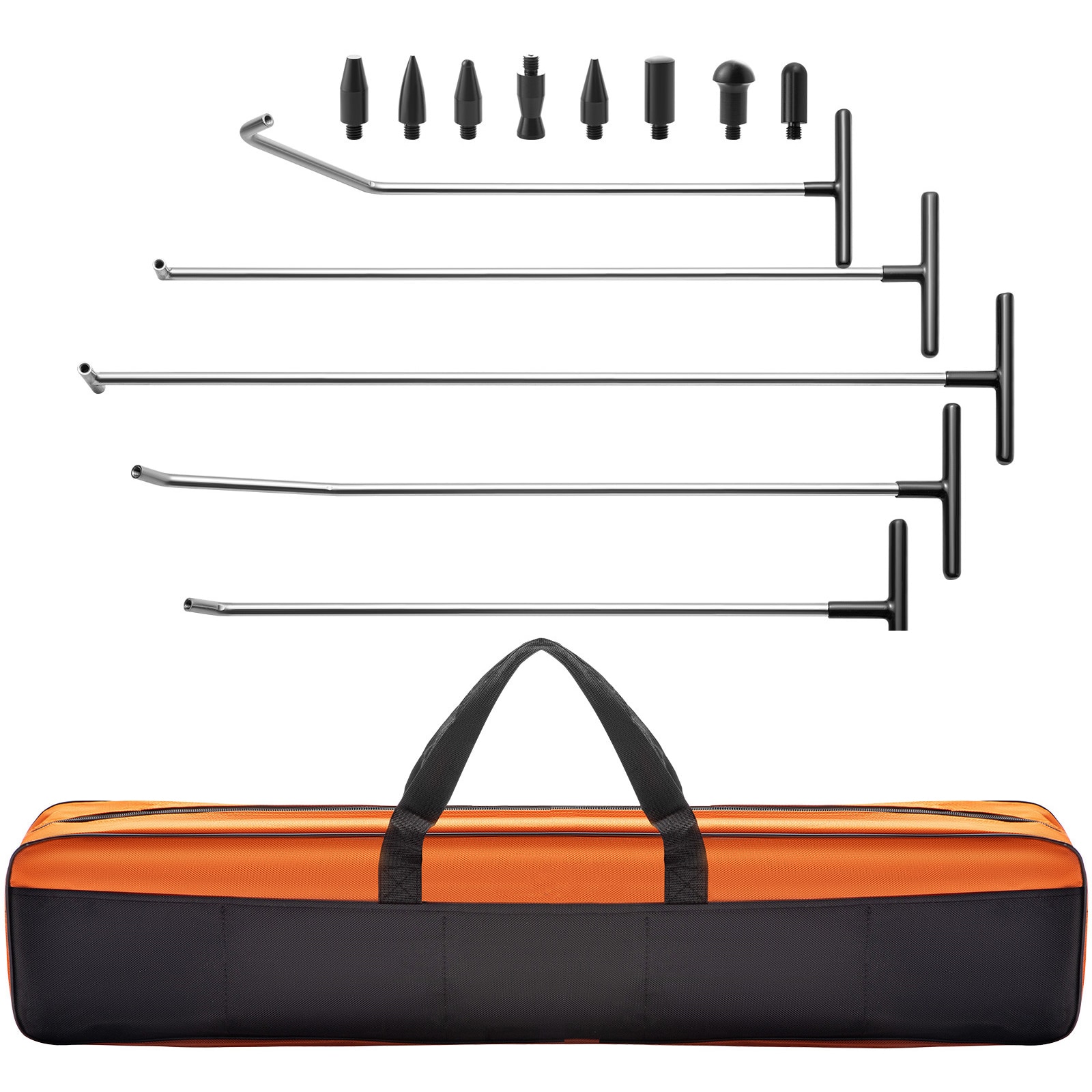 SVOPES SVOPESQCAHXFQ05311V0 13-piece Dent Eradication Kit. Non-paint Fixing Tools. 5 Stainless Steel Bars. 8 Tapper Caps. Hail Damage and Small Dent Removal For Cars. Doors. and Metal Surfaces