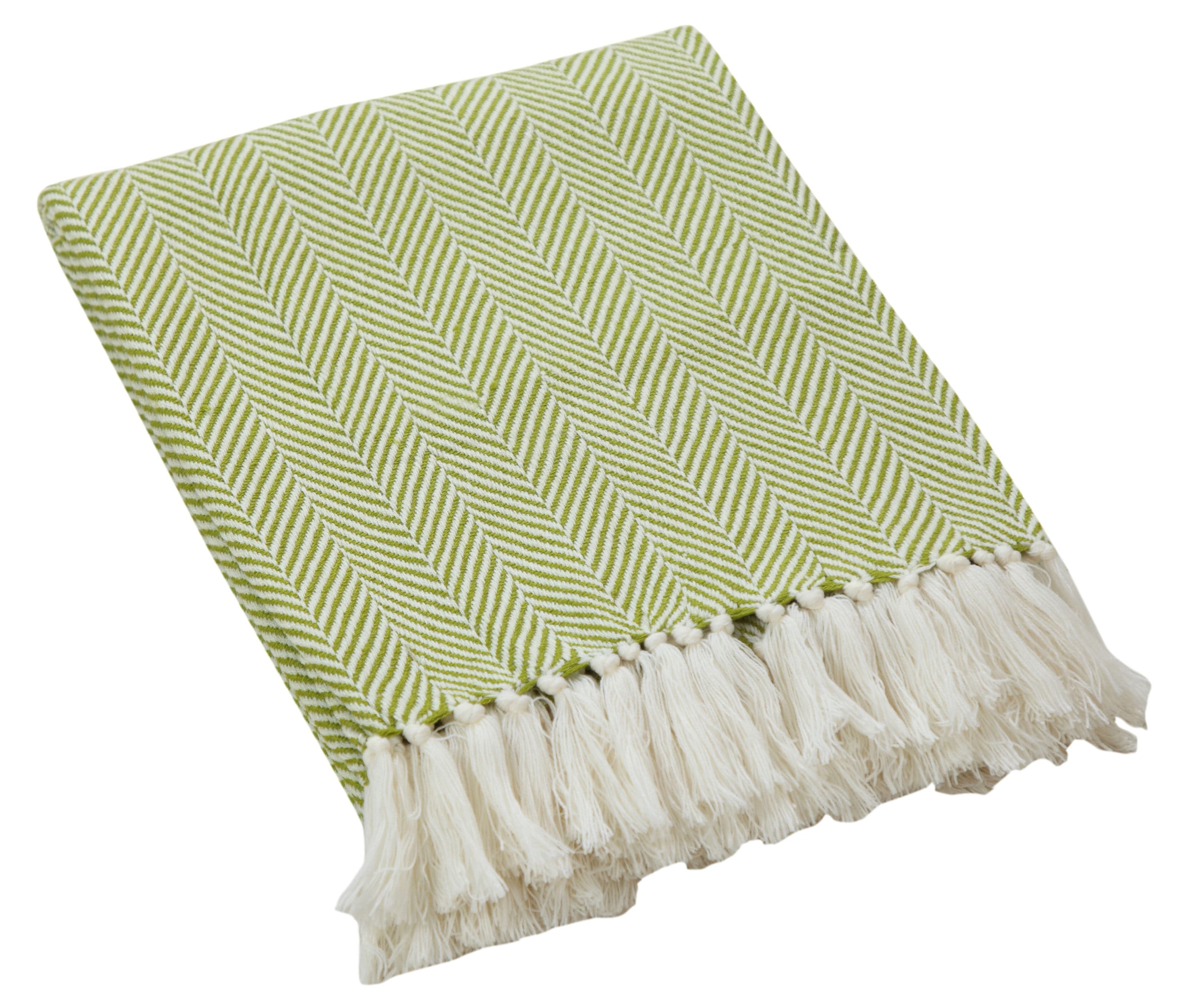 Green and discount cream throw blanket