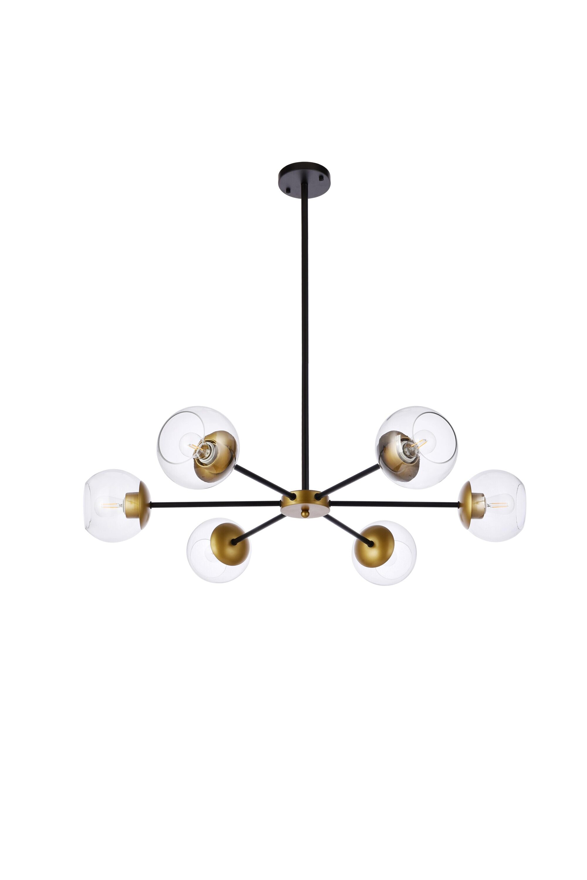 Modern Black and Brass Glass Globe Pendant Light