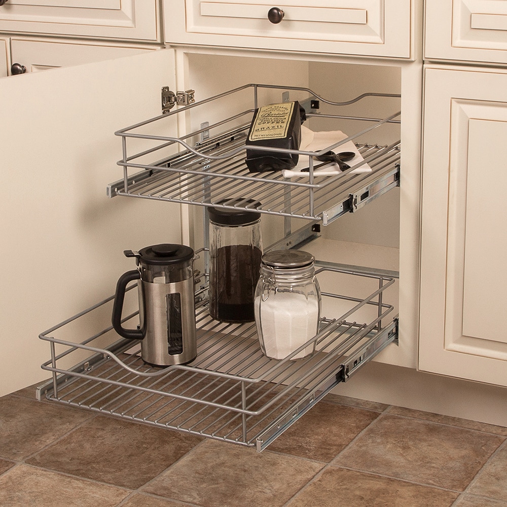 Knape & Vogt DBLMUB-11-R-FN Double-Tier Multi Pullout 11 in Frosted Nickel Wire Basket 